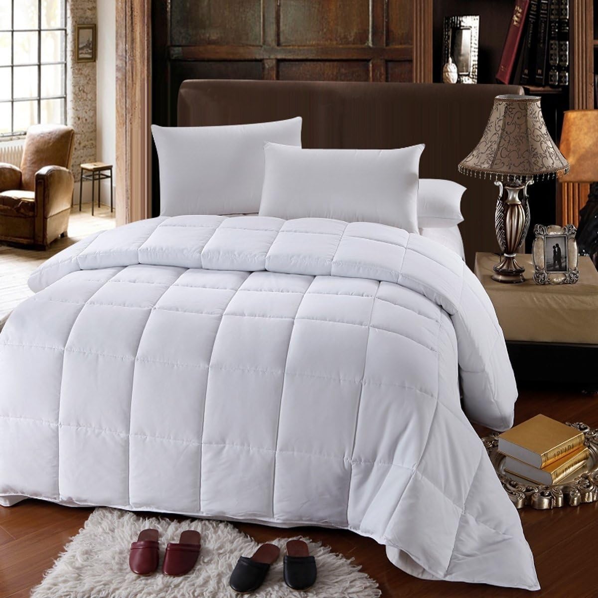 Blush & Chocolate California King Size Hotel Down Alternative Bed In A Bag Comforter Set Including A Duvet Set+ Sheet Set+ Down Alternative Comforter