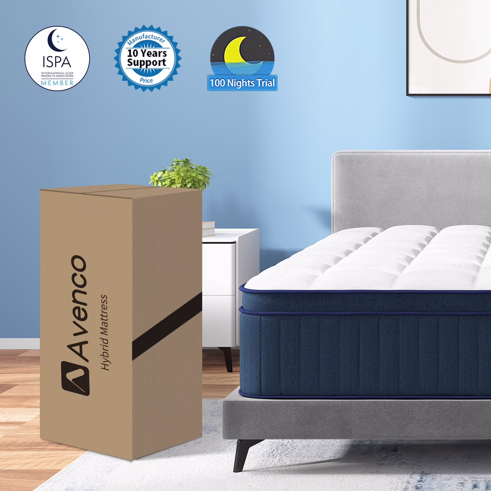 Avenco 12'' Pillow Top Medium Hybrid Mattress California King
