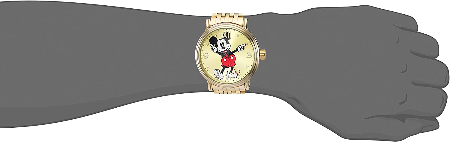 Disney Mickey Mouse Men's Gold Vintage Alloy Watch, 1-Pack