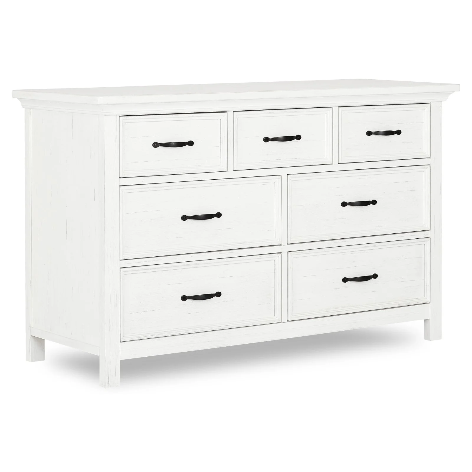 Evolur Belmar Rustic 7-Drawer Double Dresser, White.