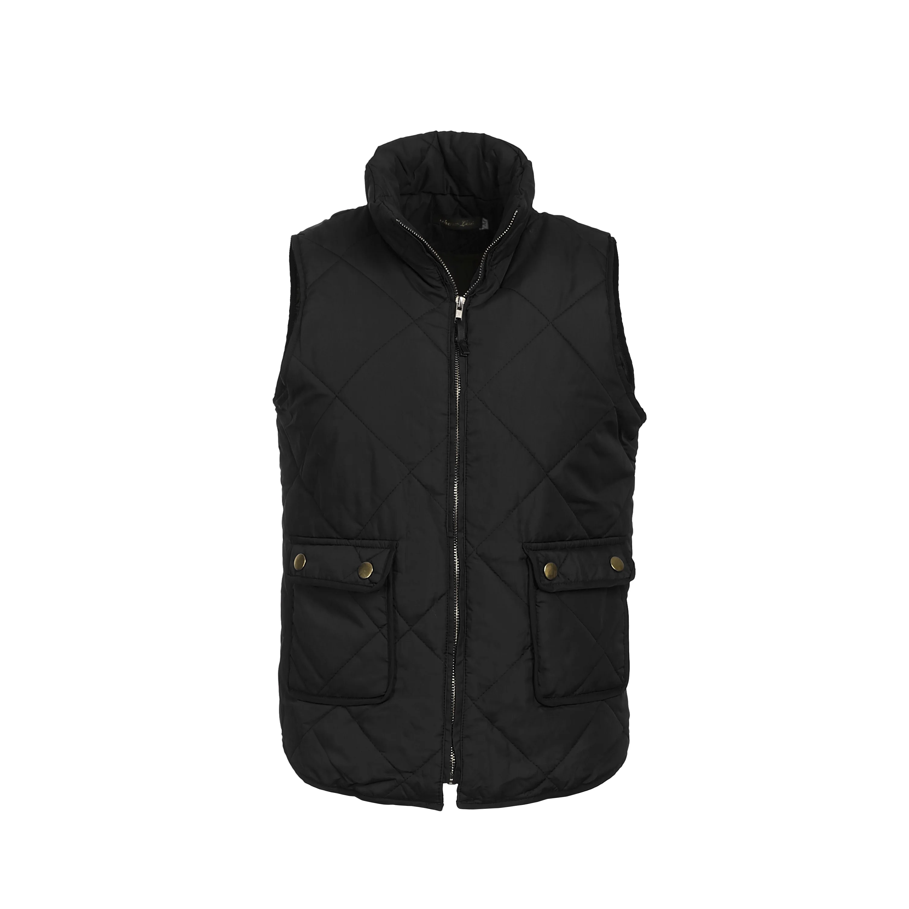 Huyghdfb Women Vest Stand Collar Warm Padded Zip Side Pockets Gilet Quilted Puffer Vest