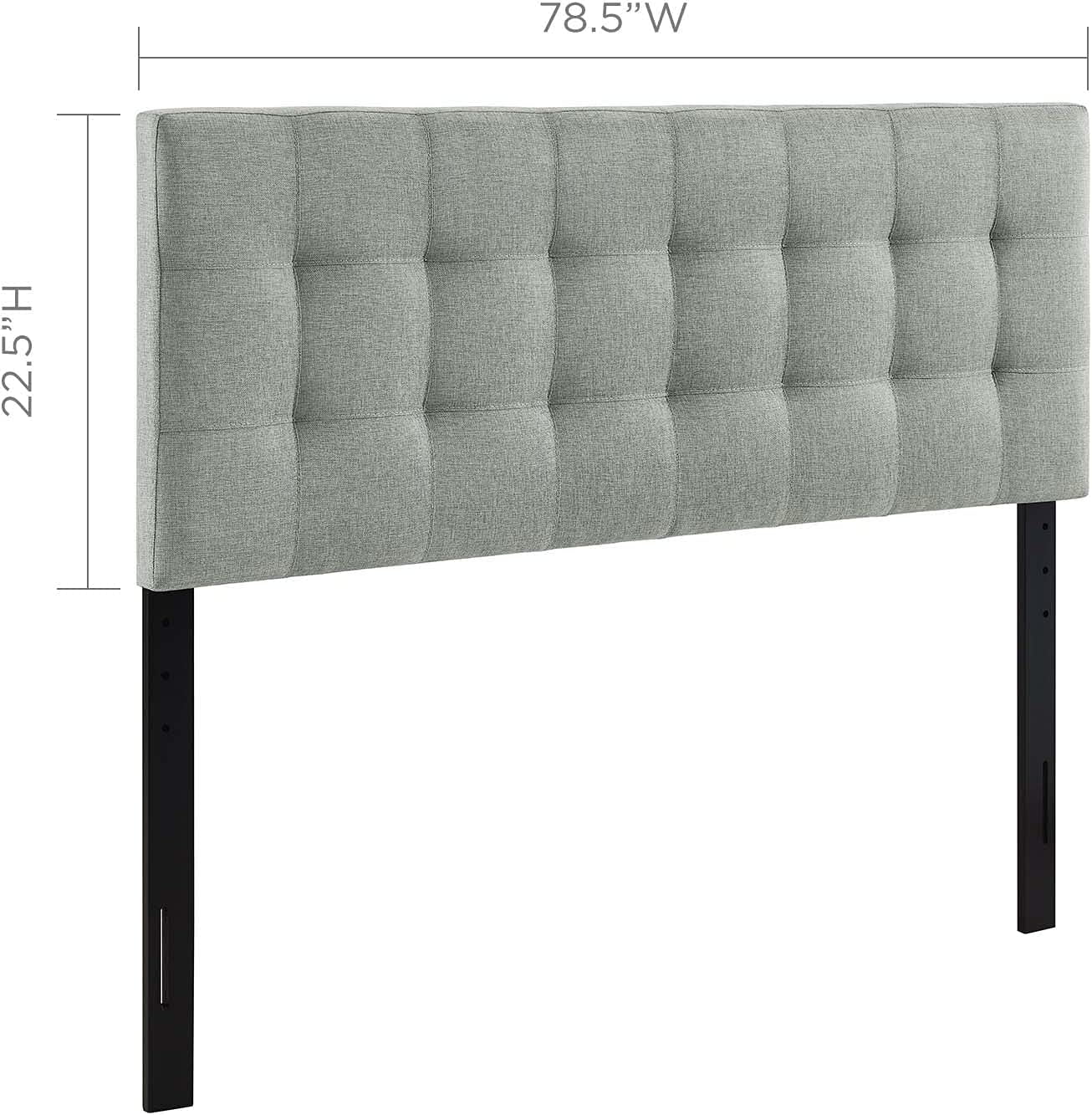 QCAI Lily Tufted Linen Fabric Upholstered King Headboard in Gray