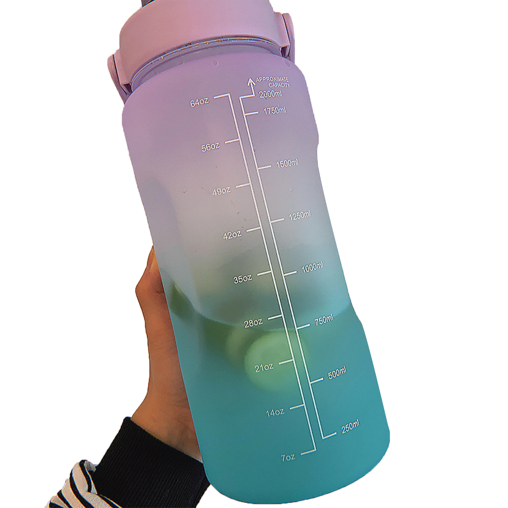 Water Bottle with Straw, 68 Oz with Time Marker Portable Large Capacity Fitness Sports Water Bottle for Outdoor Sports