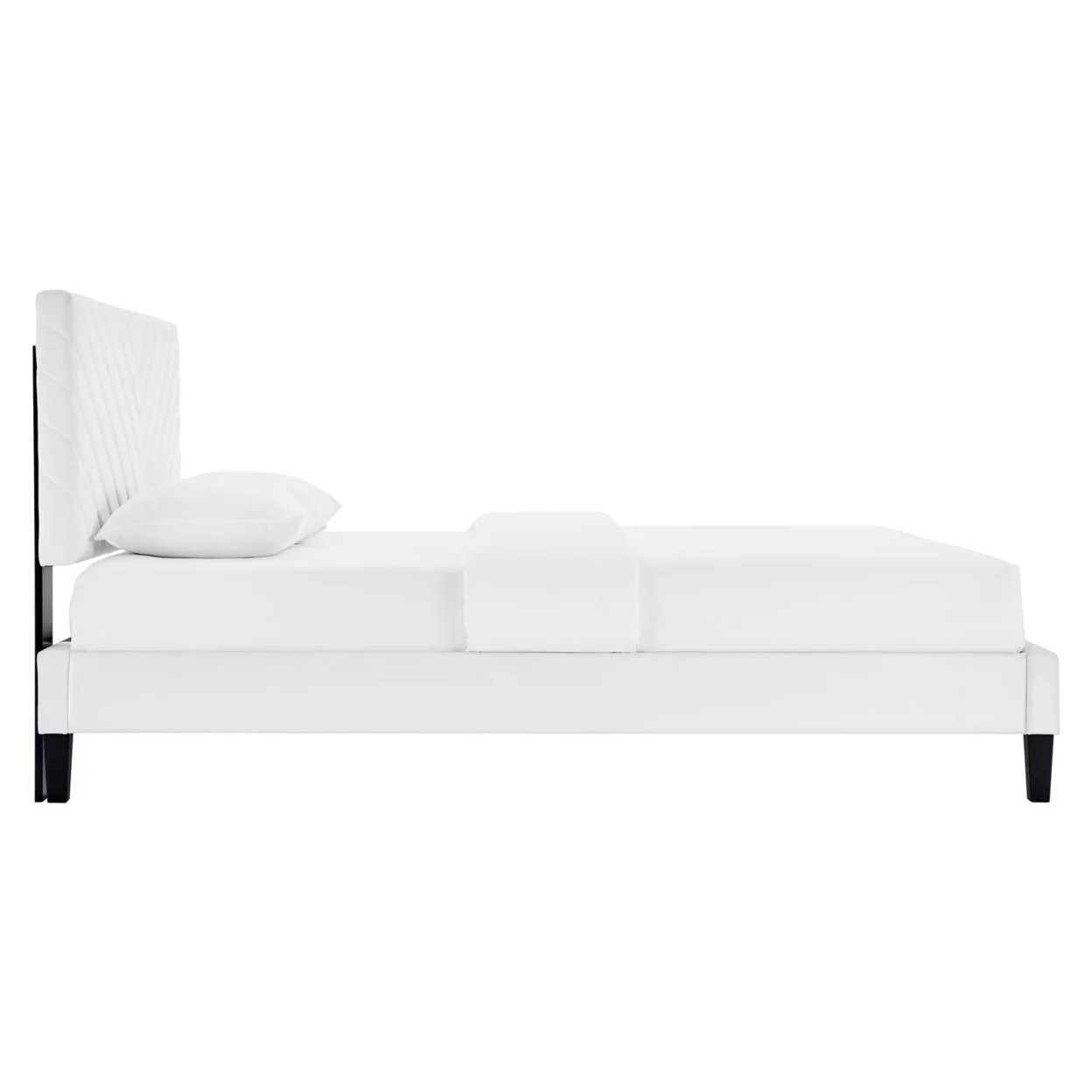 Modway Roxanne Modern Performance Velvet Full Platform Bed in White