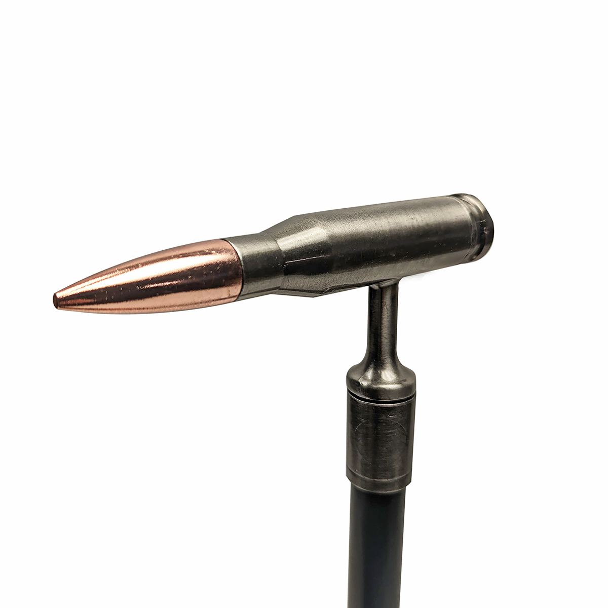 Silver Walking Cane 50 Caliber Bullet Shaped Handle 2 Pc Metal Shaft Hiking Stick US Military Gift