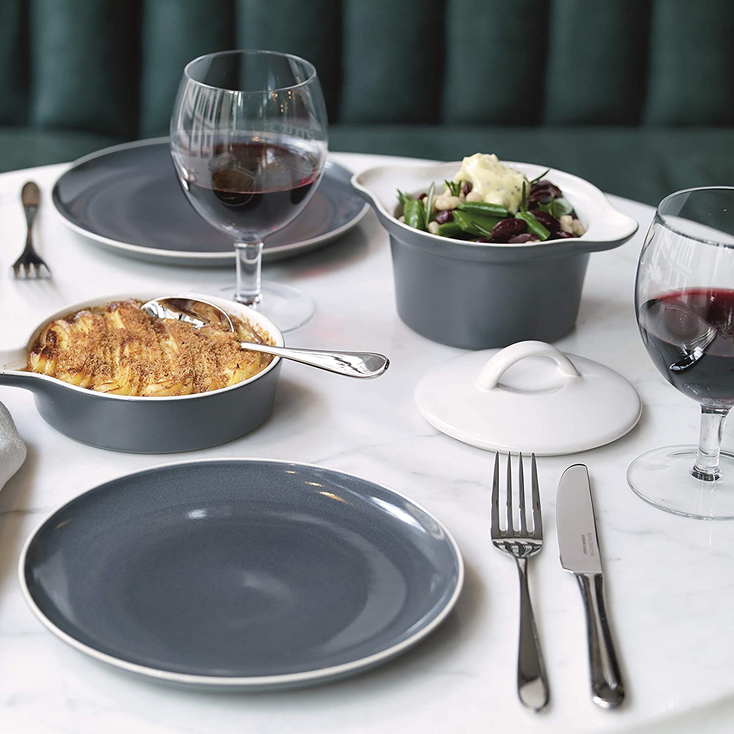 Gordon Ramsay Bread Street Cafe 16-Piece Dinnerware Set, Slate Grey