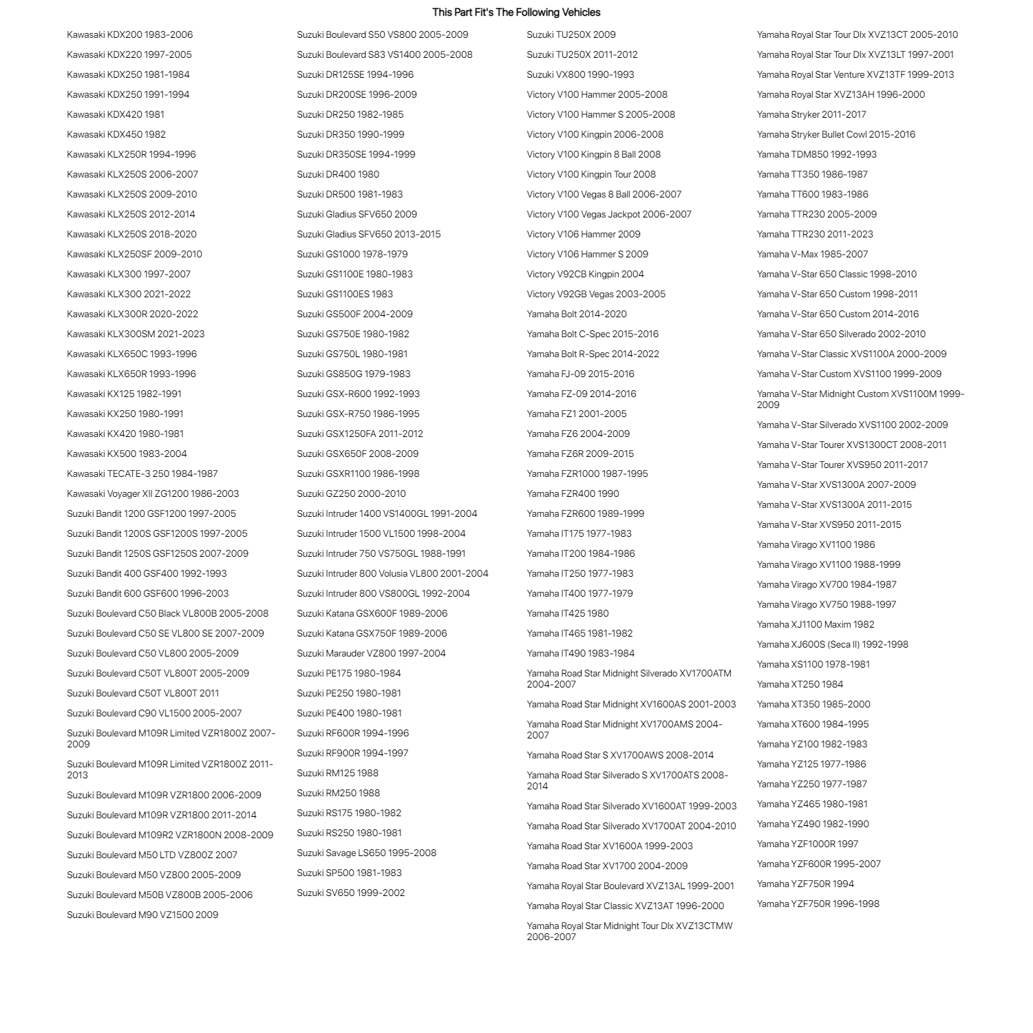 Tusk Steering Stem Bearing Kit For SUZUKI RS175 1980-1982