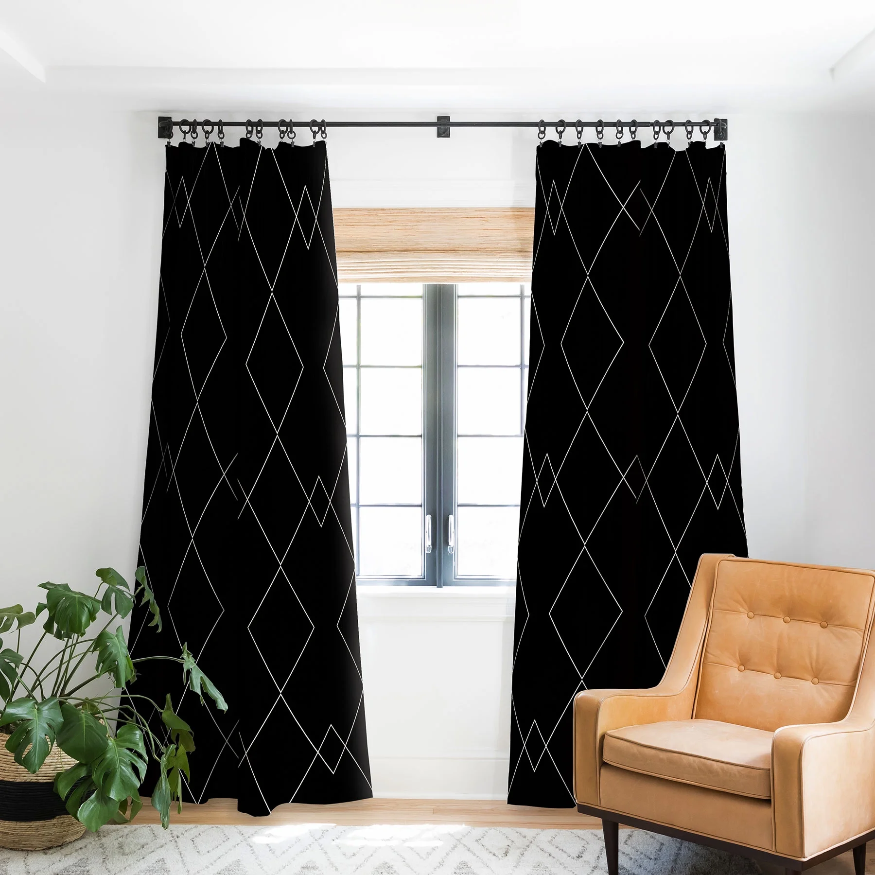 Society6 Colour Poems Moroccan Minimalist Blackout Curtain Single Panel Black Modern 50