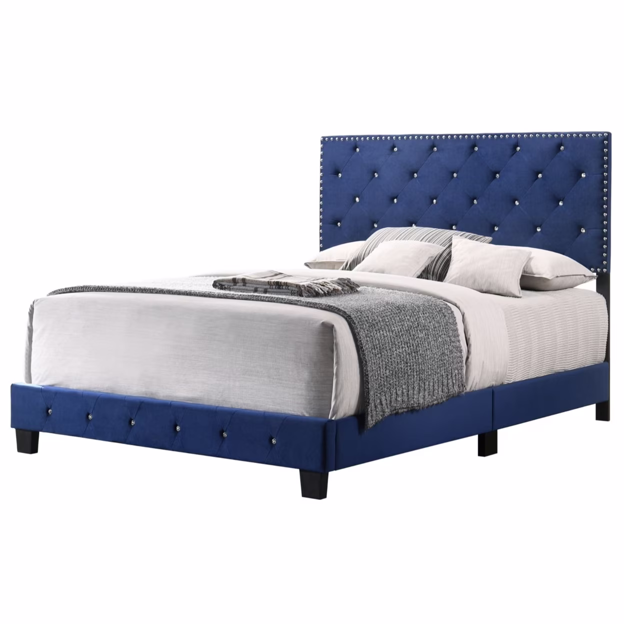 Home Furniture Suffolk Navy Blue Full Panel Bed