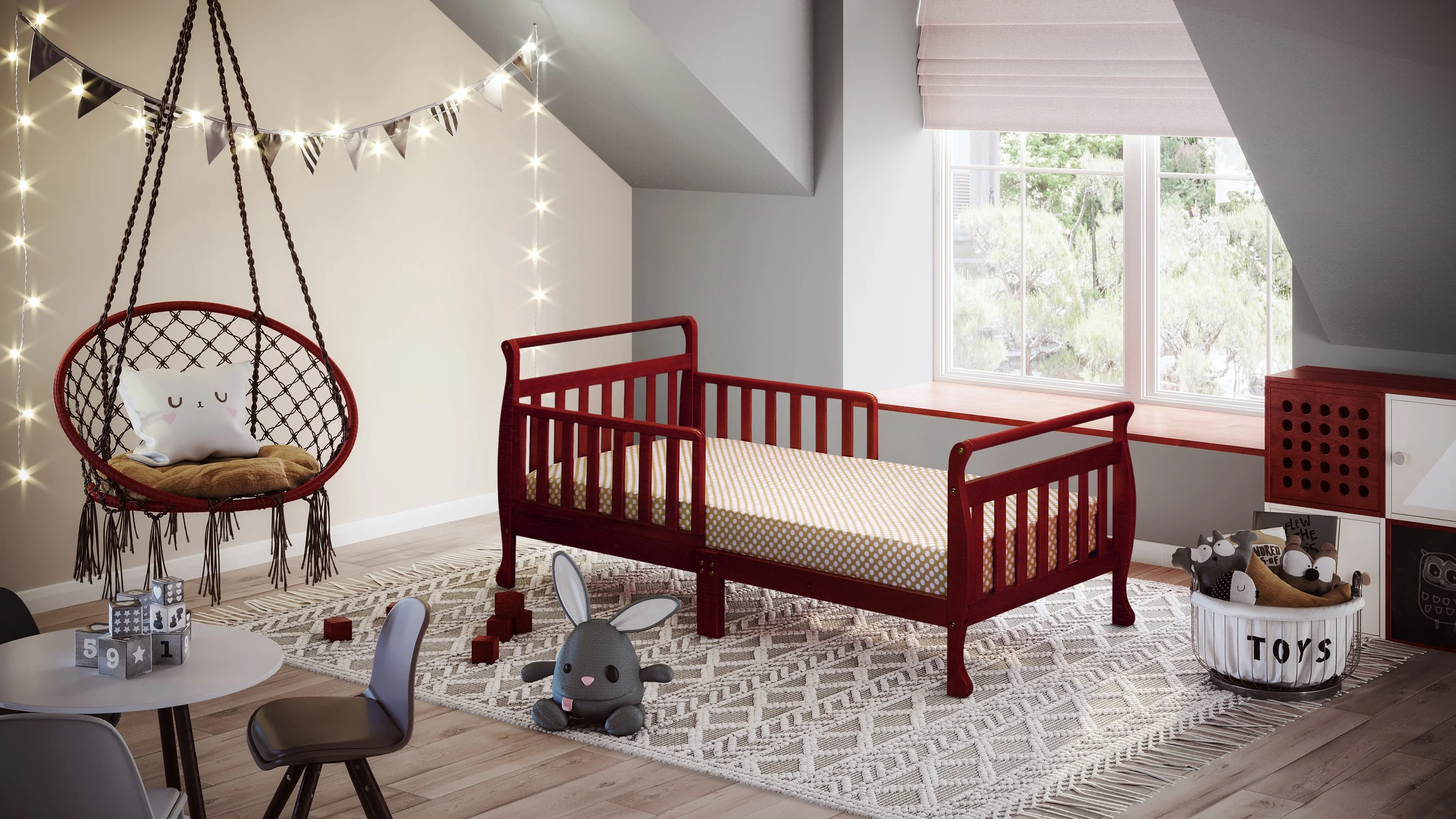 Athena Classic Sleigh Toddler Bed, Cherry