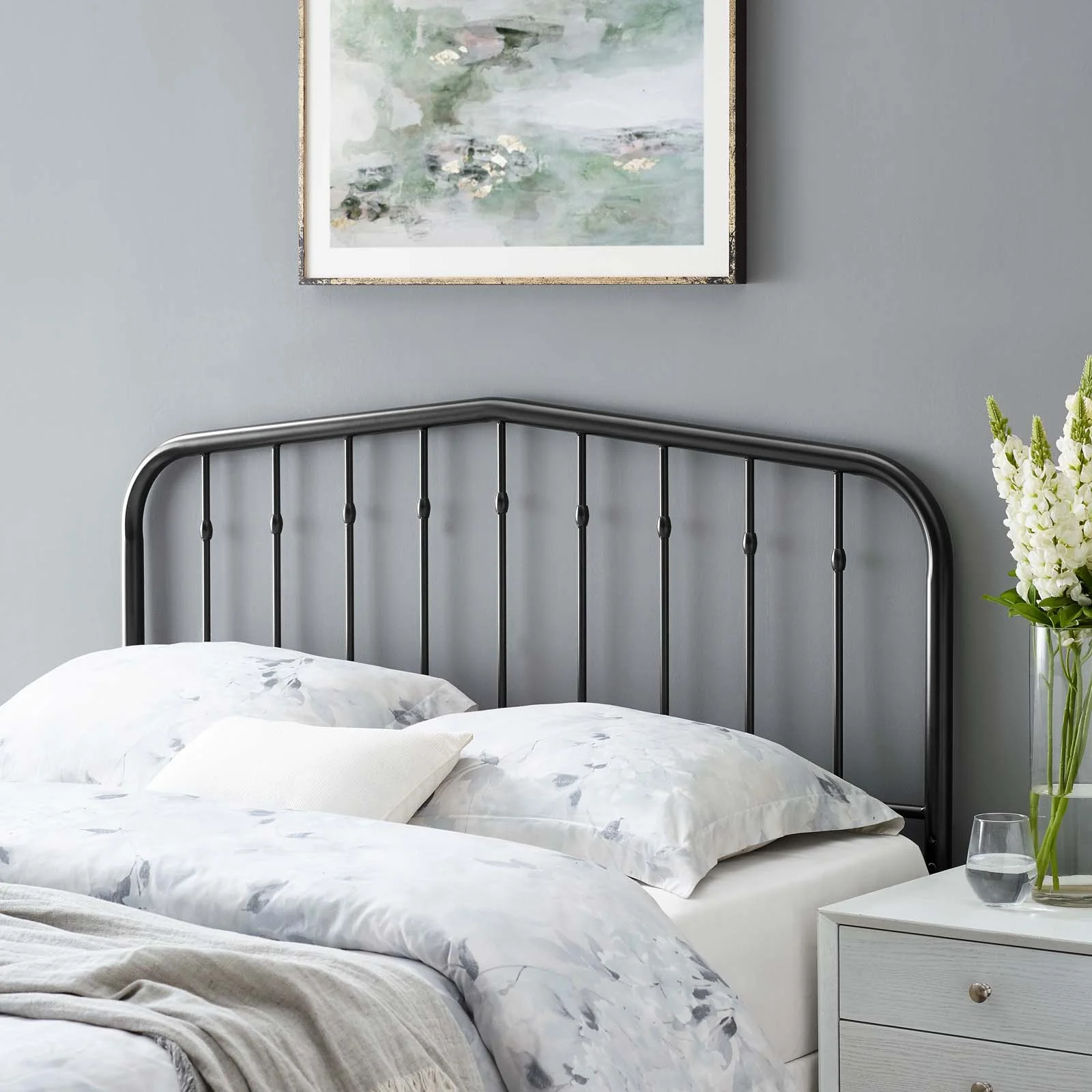 Headboard, Queen Size, Metal, Black, Modern Contemporary Urban Design, Bedroom Master Guest Suite