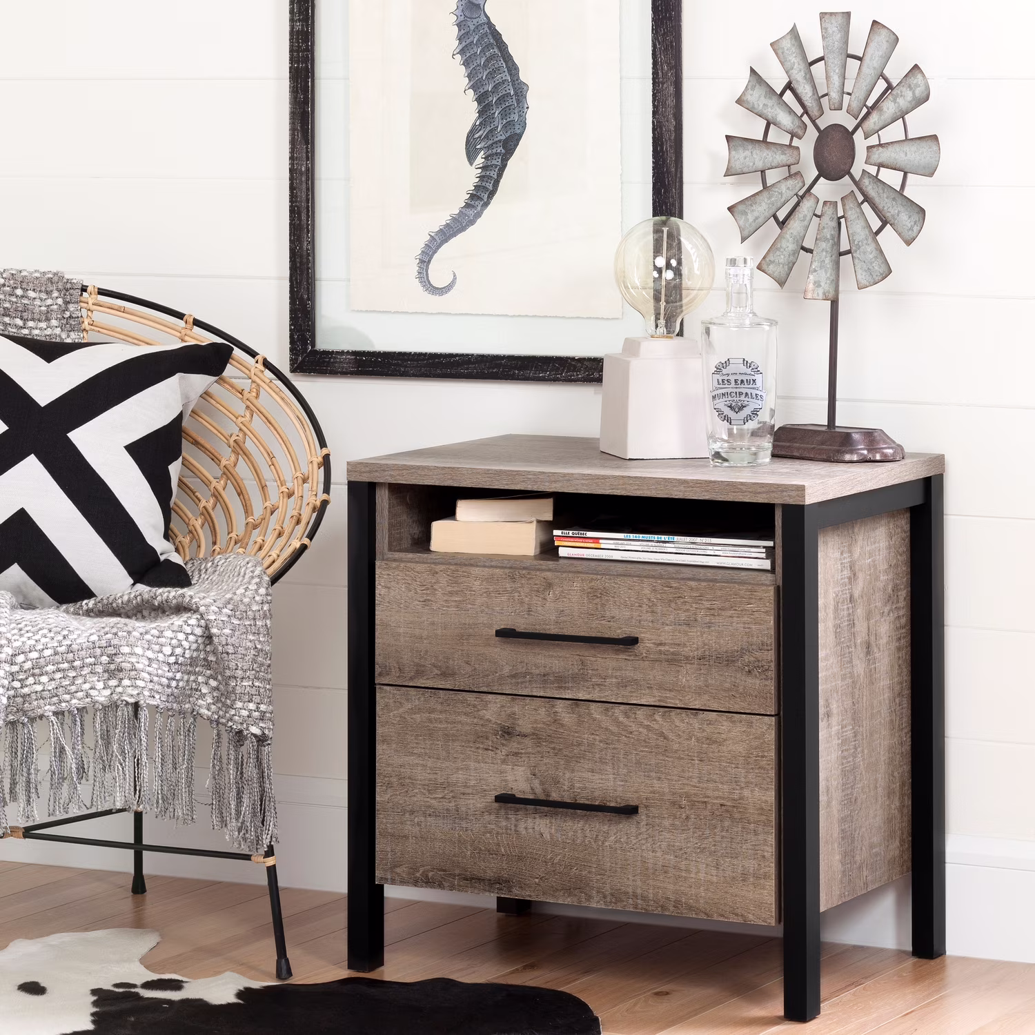 Maykoosh Eclectic Exclusivity 2-Drawer Nightstand - End Table With Storage