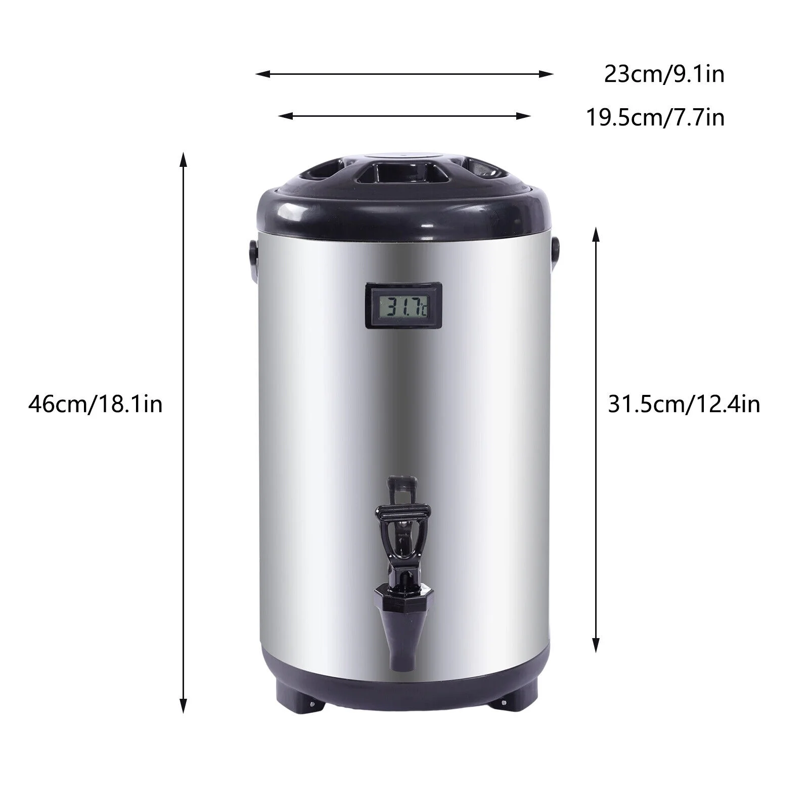Oukaning 3.17Gal 304 Stainless Steel Insulated Thermal Hot and Cold Beverage Dispenser with Spigot