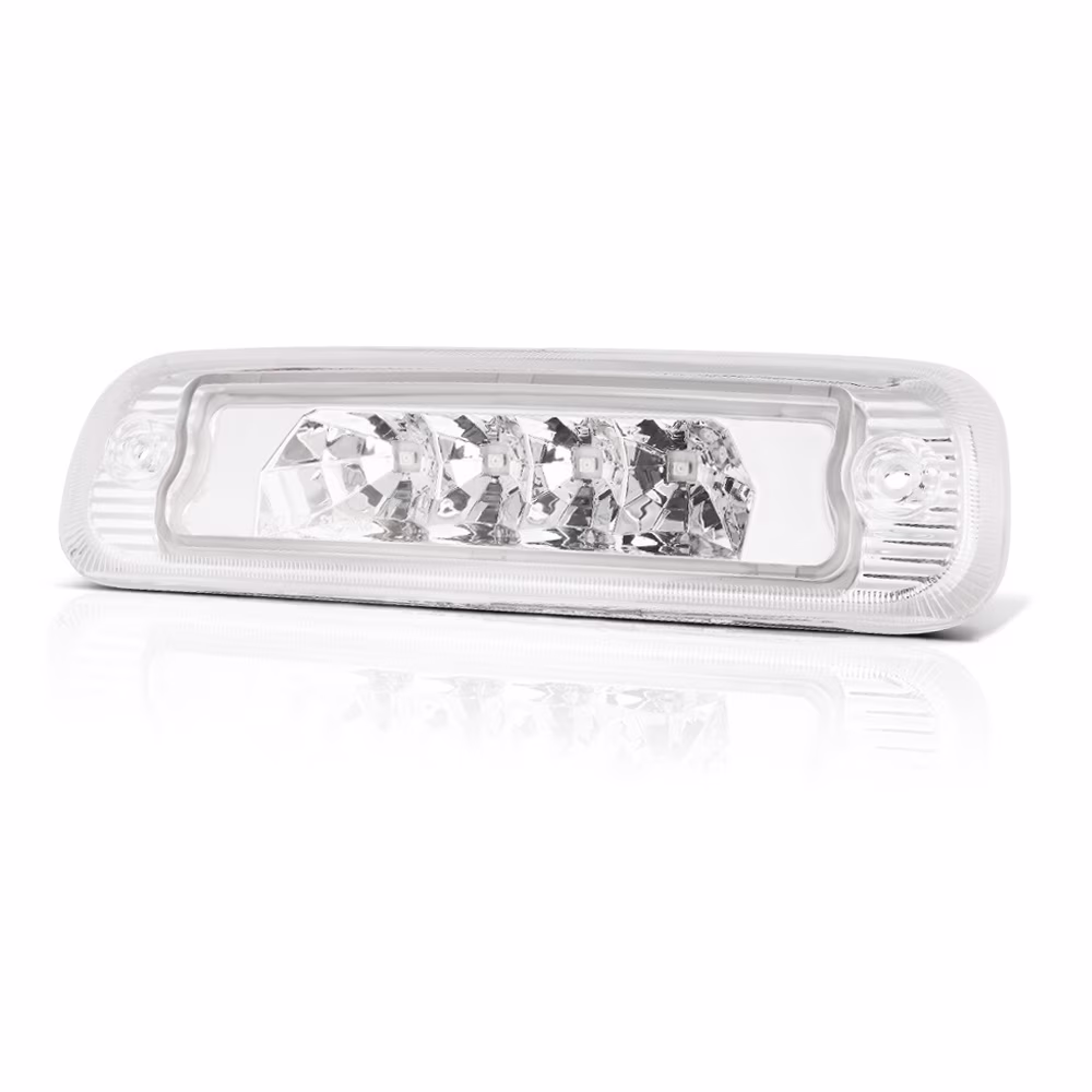 For 1997-2001 Jeep Cherokee Rear LED 3rd Third Brake Light Tail Stop Lamp Chrome Housing Clear Lens 98 99 00