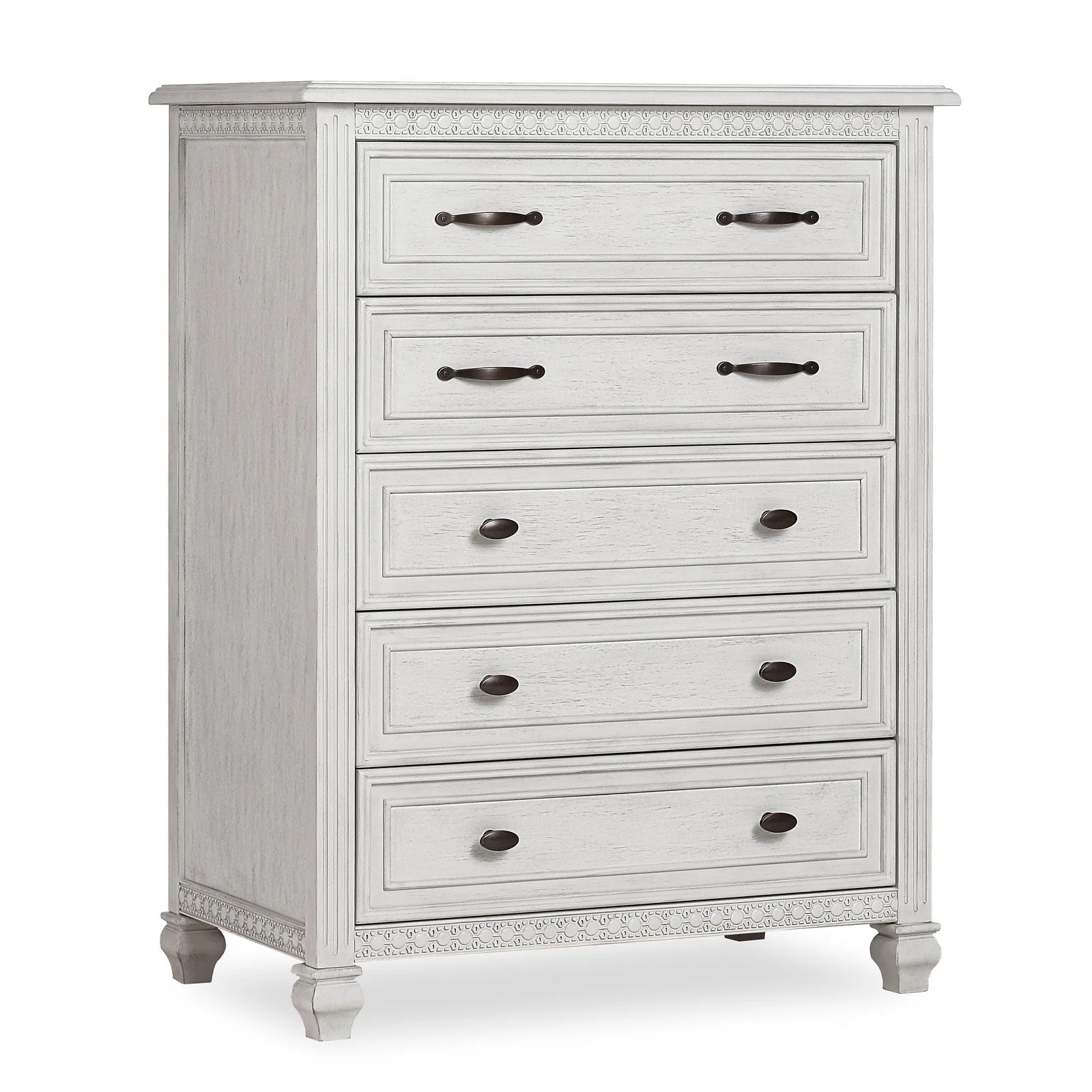 Evolur Madison Tall Chest, Antique Grey Mist, 5 Spacious Drawers