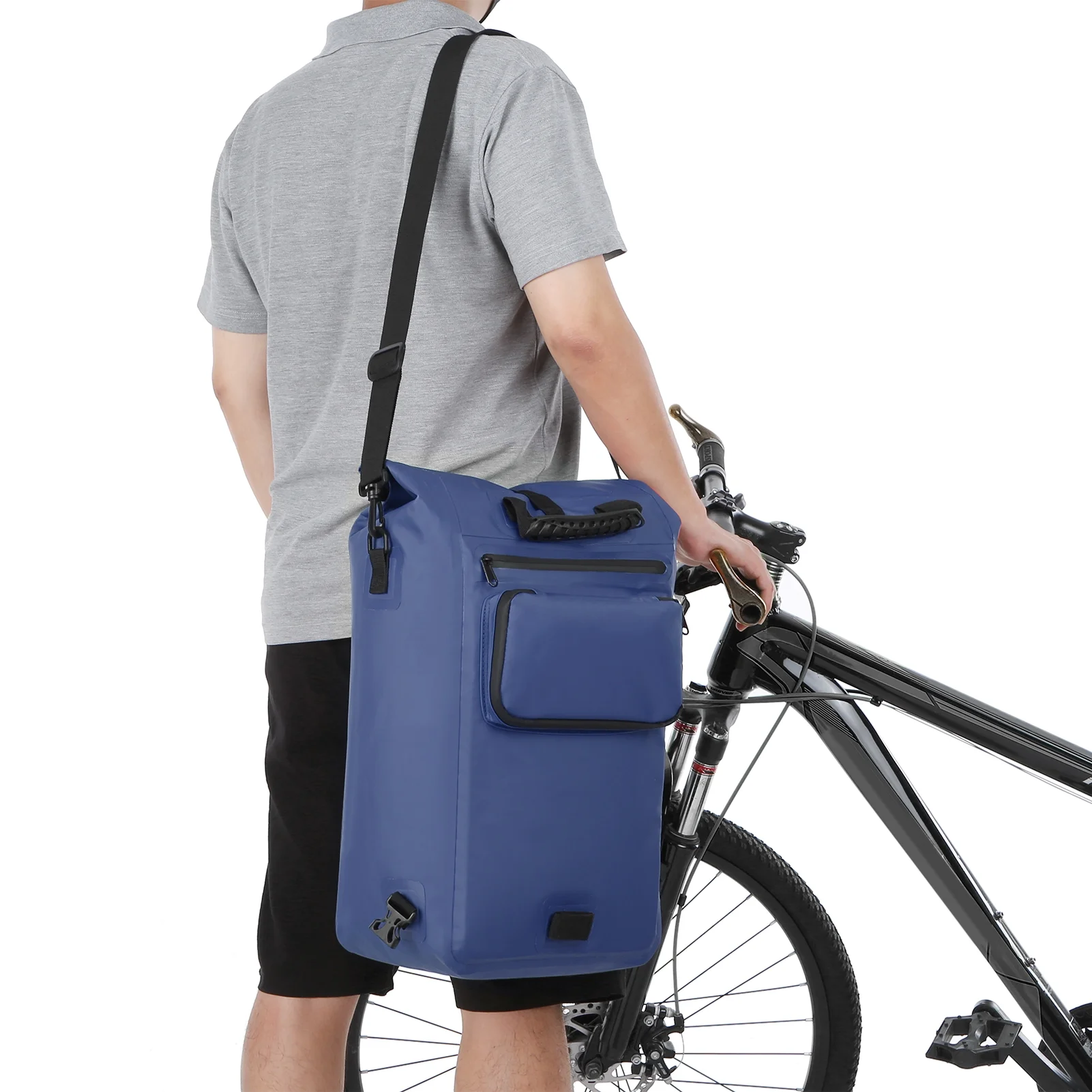 GoolRC 3-in-1 Waterproof Bike Pannier Rear Rack Bag Shoulder Bag Cycling Commuting Bag Pack with Laptop Compartment