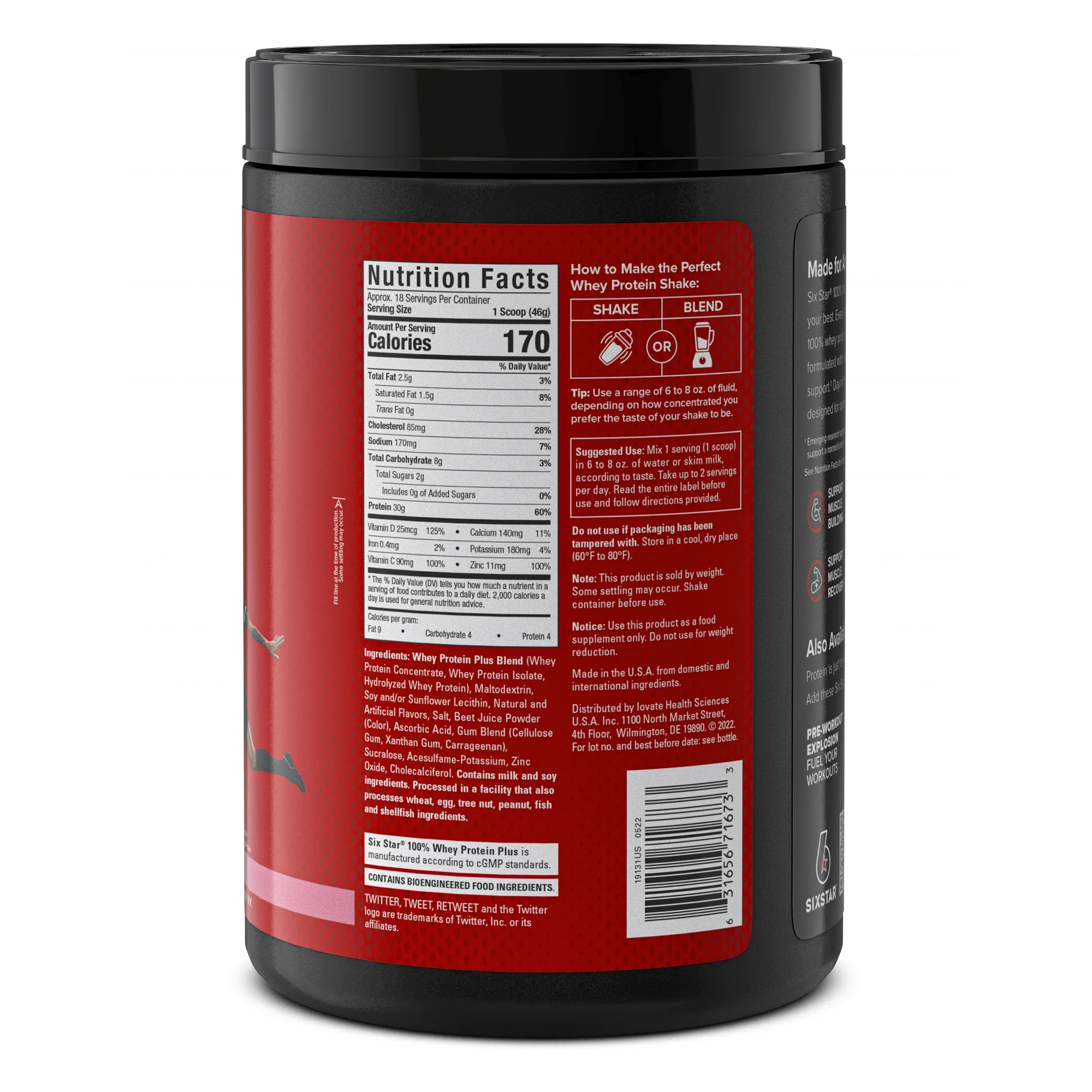 Six Star Pro Nutrition 100% Whey Protein Powder Plus, 30g Protein, Strawberry Smoothie, 1.80 lbs