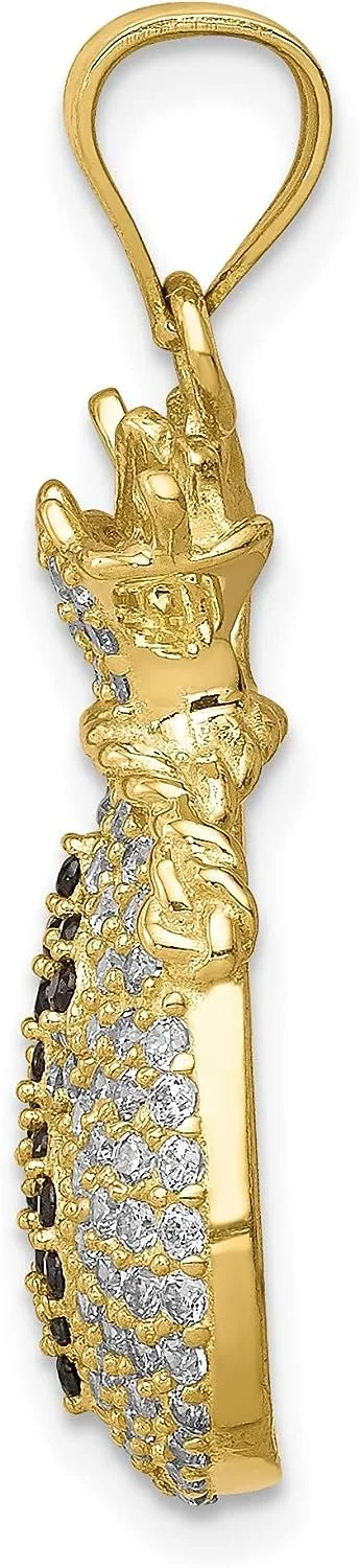 Avariah Diamonds Solid 10K Yellow Gold Black and Clear CZ Micro Pave Money Bag Pendant