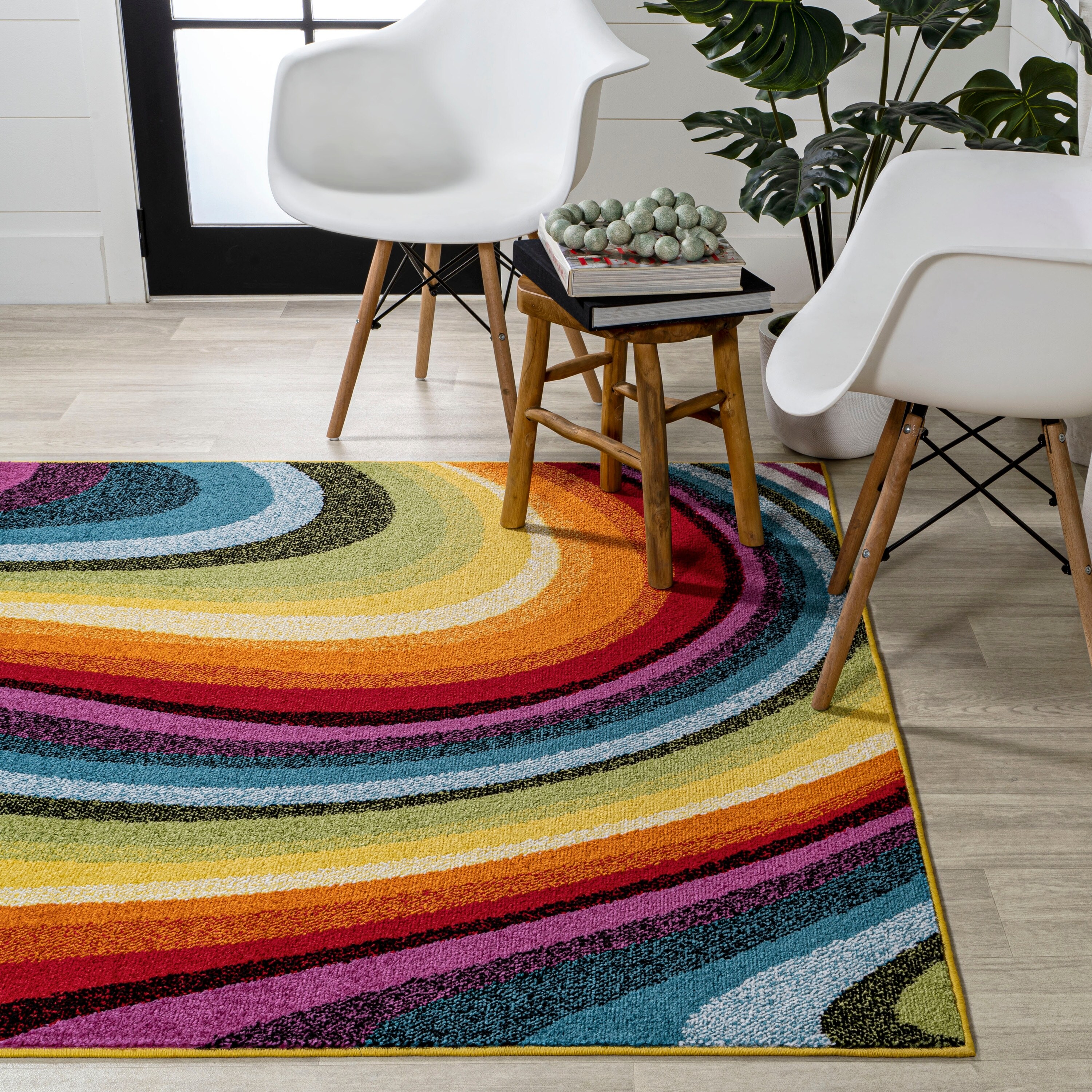 JONATHAN  Y  Prism Abstract Swirl Area Rug 4 X 6