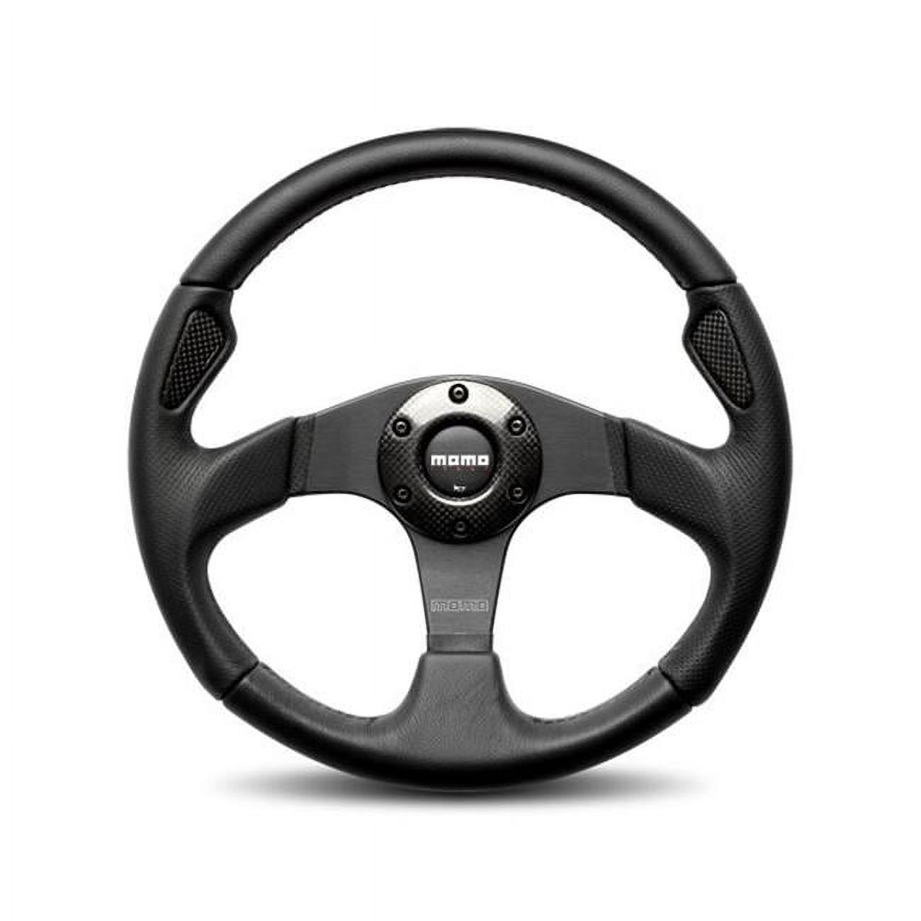 MOMO Automotive Accessories JET35BK0B 3-Spoke Jet Series Steering Wheel, Leather & Airleather