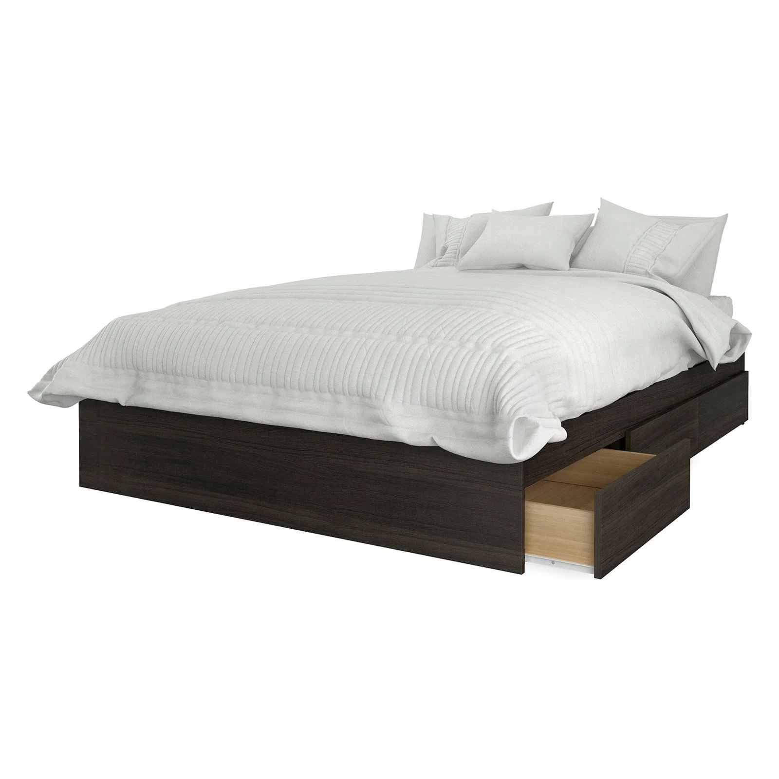 Nexera Queen Bed with Headboard Set #402009, Ebony-Finish:Ebony