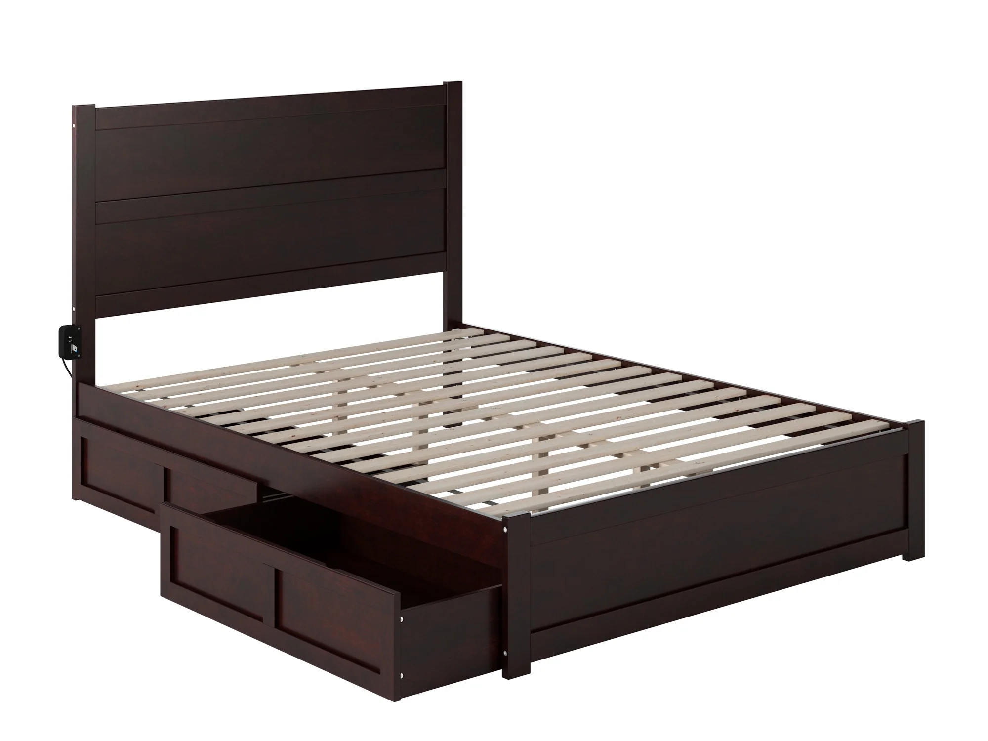 AFI NoHo Queen Wood Platform Bed with Headboard Footboard & 2 Storage Drawers, Espresso