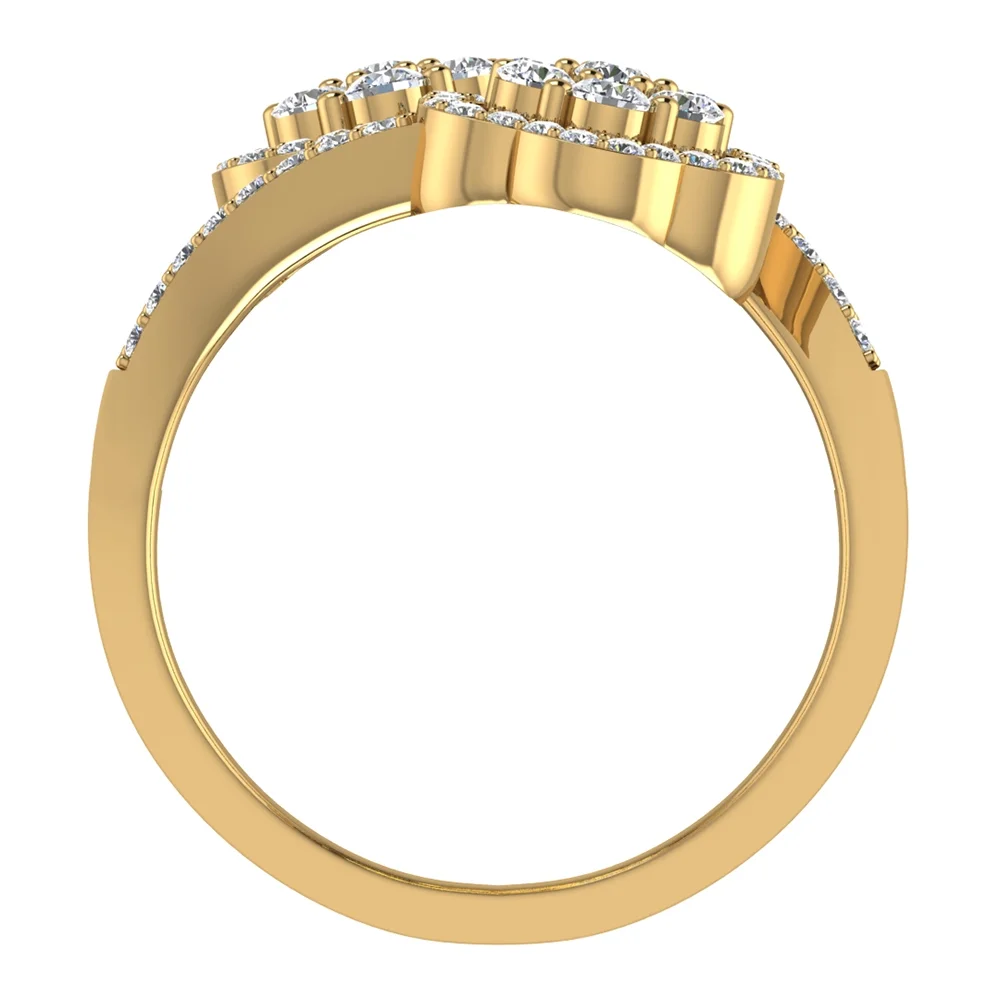 1.10 CT TW Flower Cluster Bypass Diamond Ring 18K Gold (G,VS)