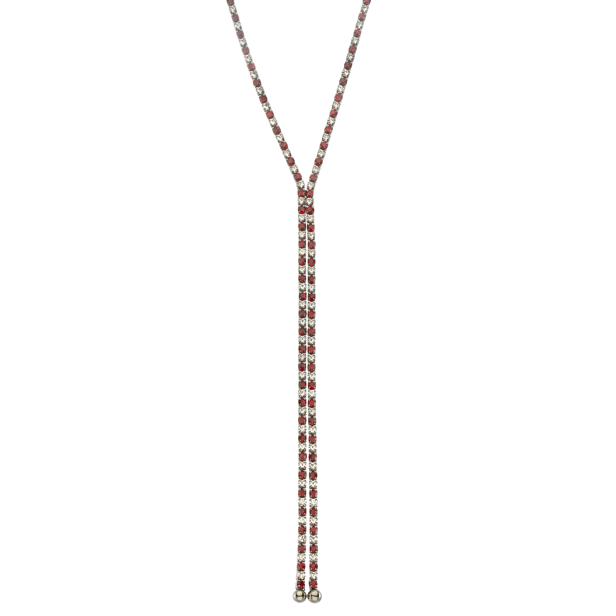 X & O Black Rhodium Plated single row X-shape necklace in Siam and White Crystal Combination ***