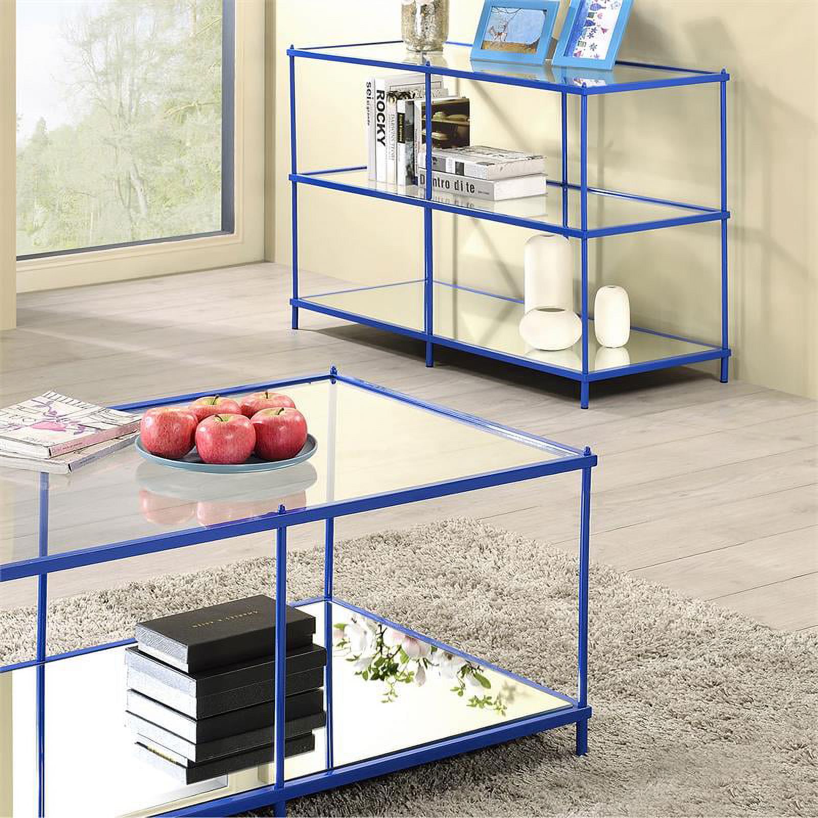 Bowery Hill Modern Metal 2-Shelf Console Table in Blue Finish