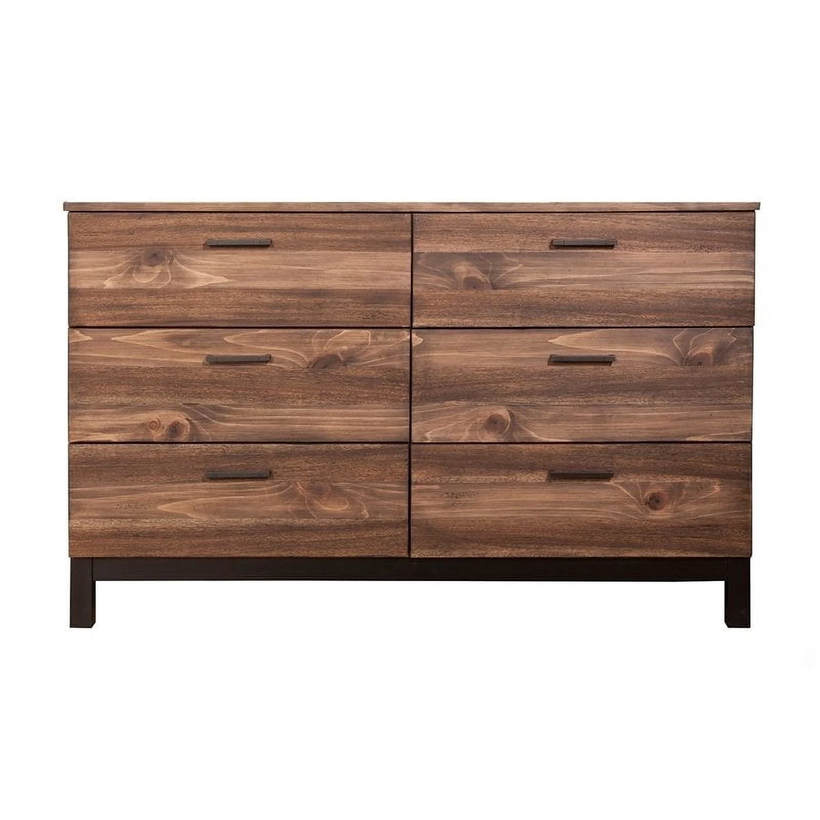 Home Square 2 Piece Set with Nightstand and 6-Drawer Dresser in Rustic Pine