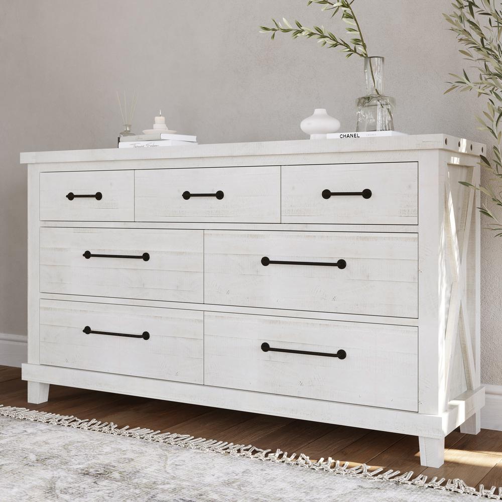 Modus Furniture Yosemite Solid Wood Dresser in Rustic White (2024)