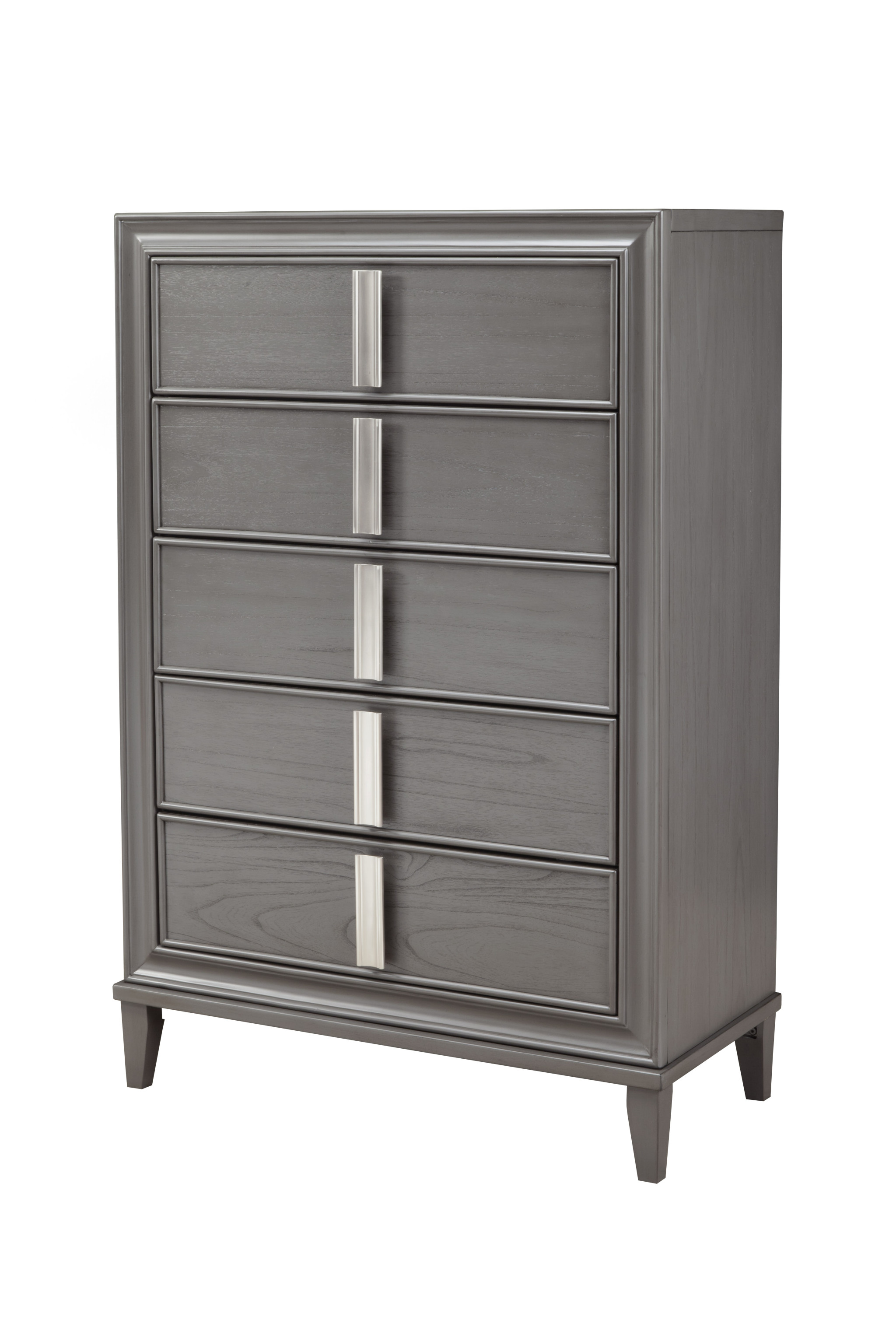 HomeRoots 524103 20 x 38 x 54 in. Gray Solid Wood Five Drawers Standard Chest