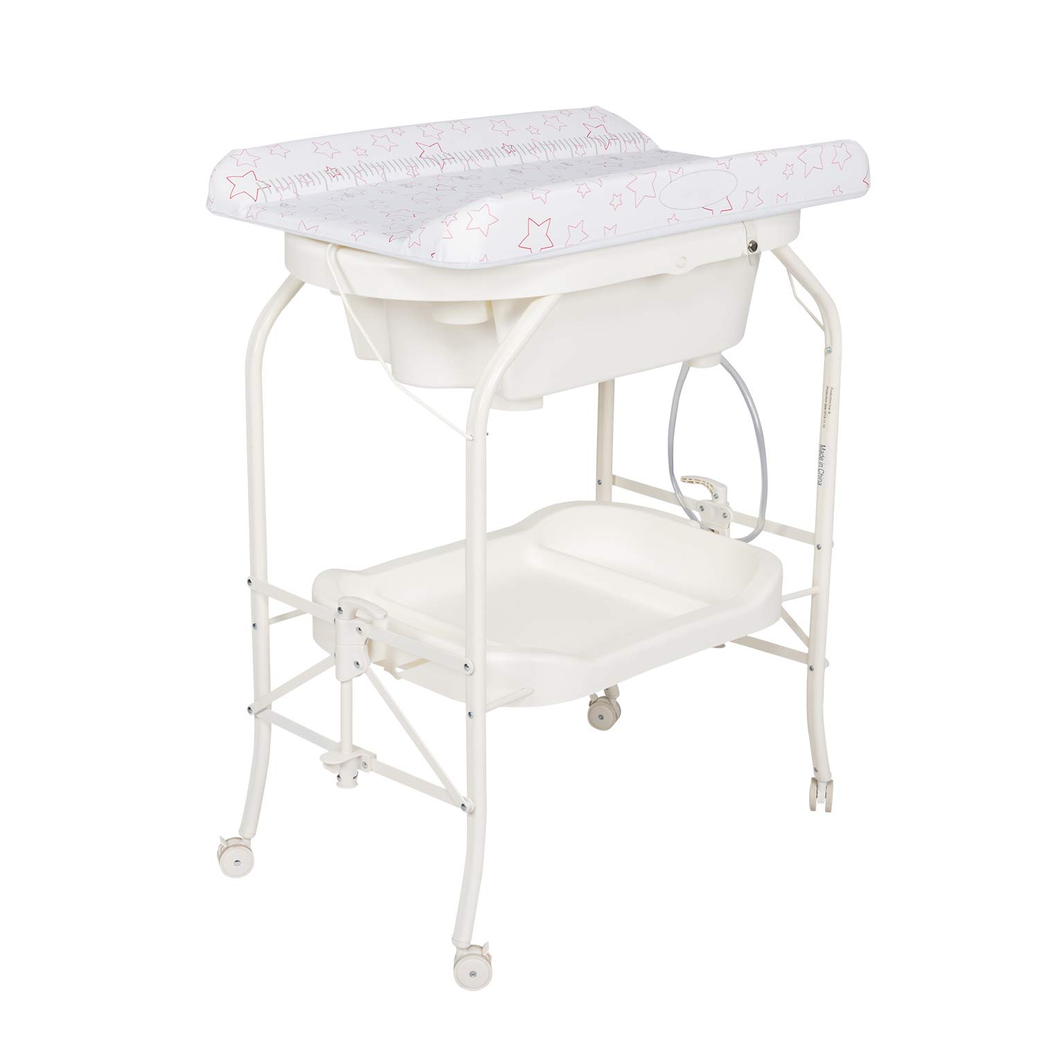 Kinbor 2 in 1 Baby Diaper Changing Table Portable Folding Changing Table with Baby Bahtub, White