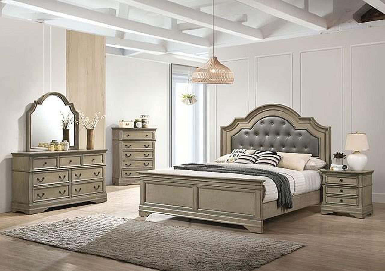 Antique Warm Gray Solid Wood Queen Bedroom Set 3pcs FOA CM7181 Lasthenia