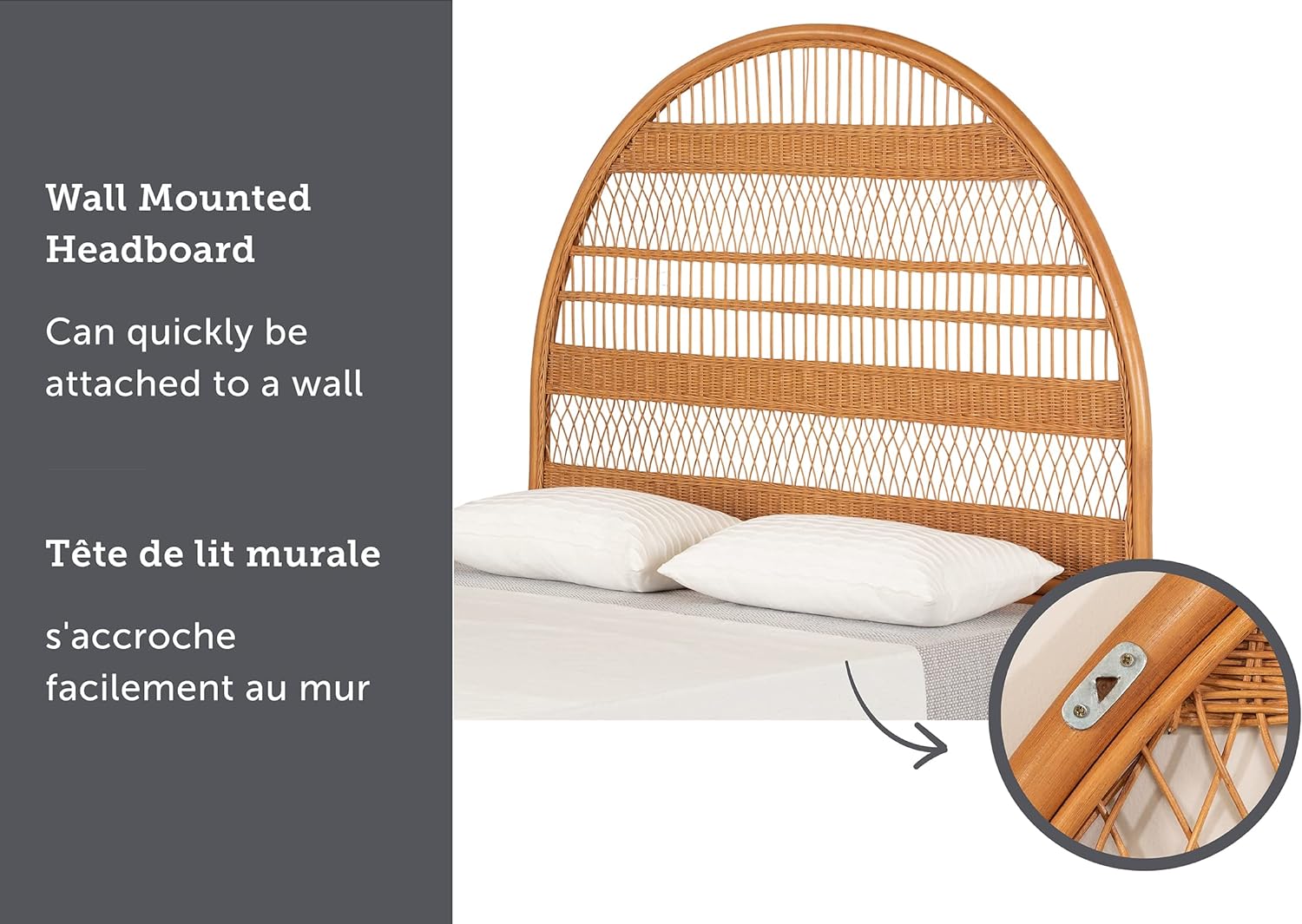 Balka Rattan Wall-Mounted Headboard, Queen