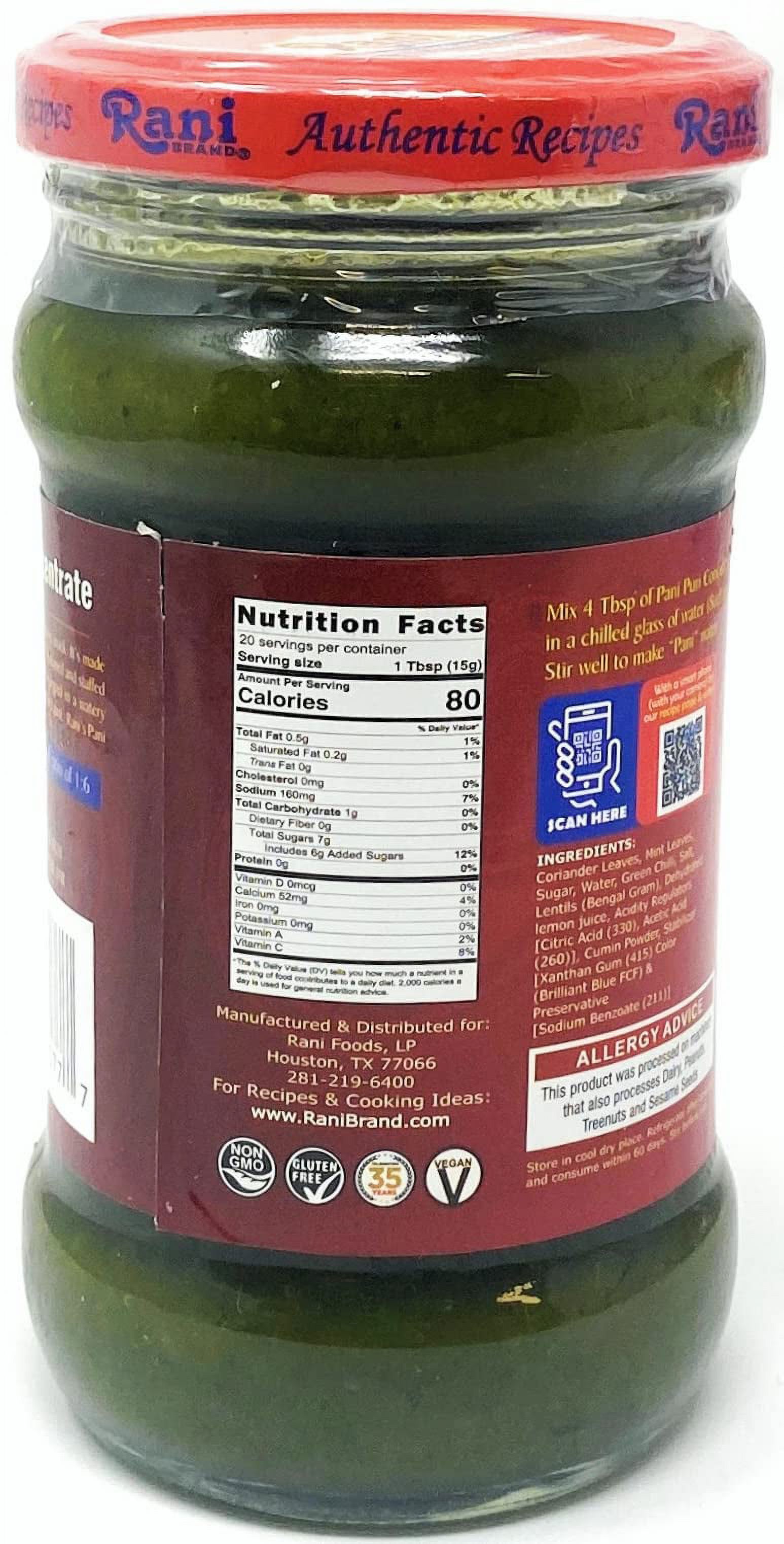 Rani Pani Puri Concentrate (Sweet & Spicy to Make Pani Water / Spicy Water) 10.5oz (300g) Glass Jar, Ready to Eat, Pack of 5+1 FREE ~ Vegan | Gluten Free | NON-GMO | Indian Origin