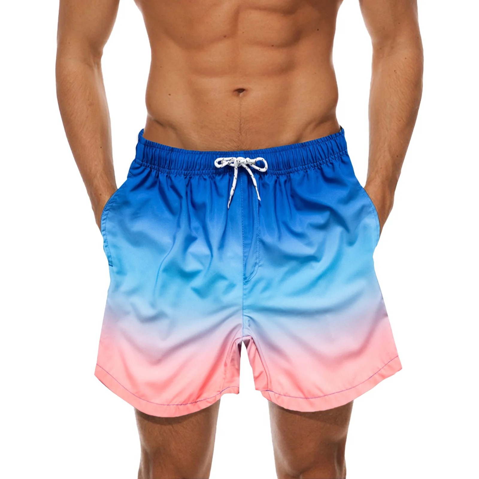 Men's Breathable Swim Trunks Tie Dye Shorts Pants with Pockets Beach Shorts for Gym Workout Hiking