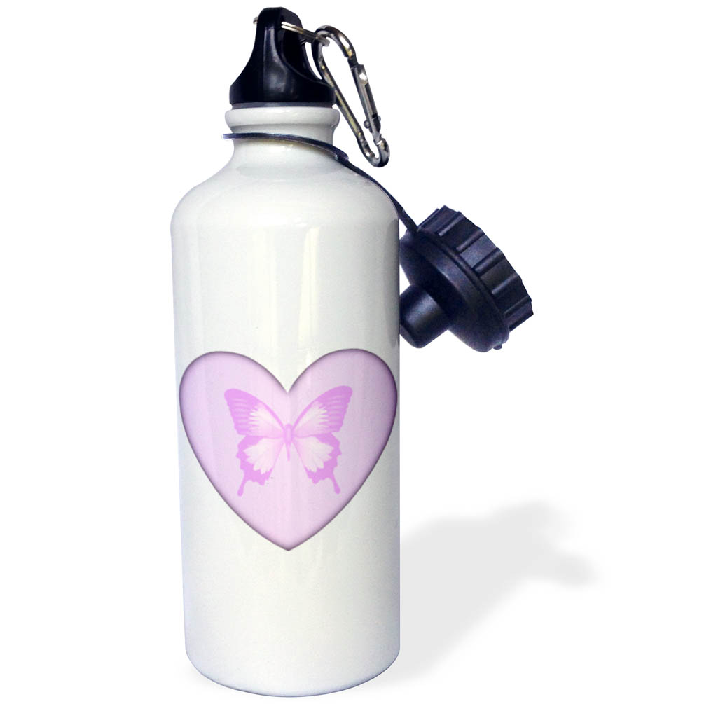 Pink Butterfly Heart- Love Art- Nature 21 oz Sports Water Bottle wb-38507-1