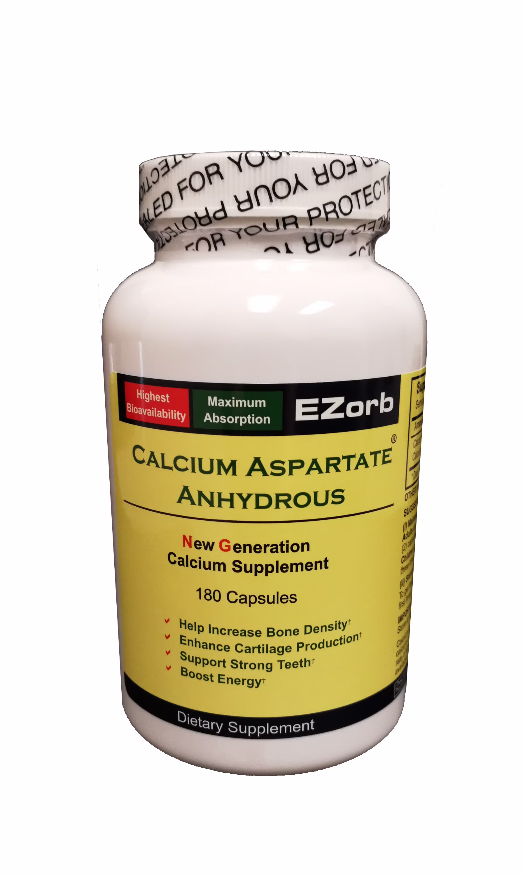 Ezorb Calcium Asparate Anhydrous for Bone and Joint Health, 180 Capsules