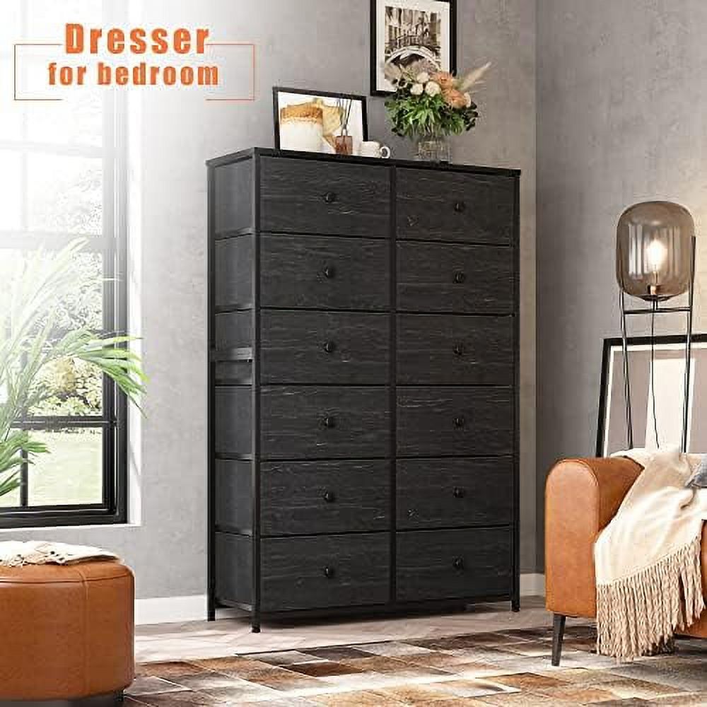 KHBIULIFE White Dresser  Dresser for Bedroom with 12 Drawers Tall Dressers for Bedroom Dressers & Chests of Drawers for Bedroom  Closet  Living Room  Entryway  Wooden top & Metal