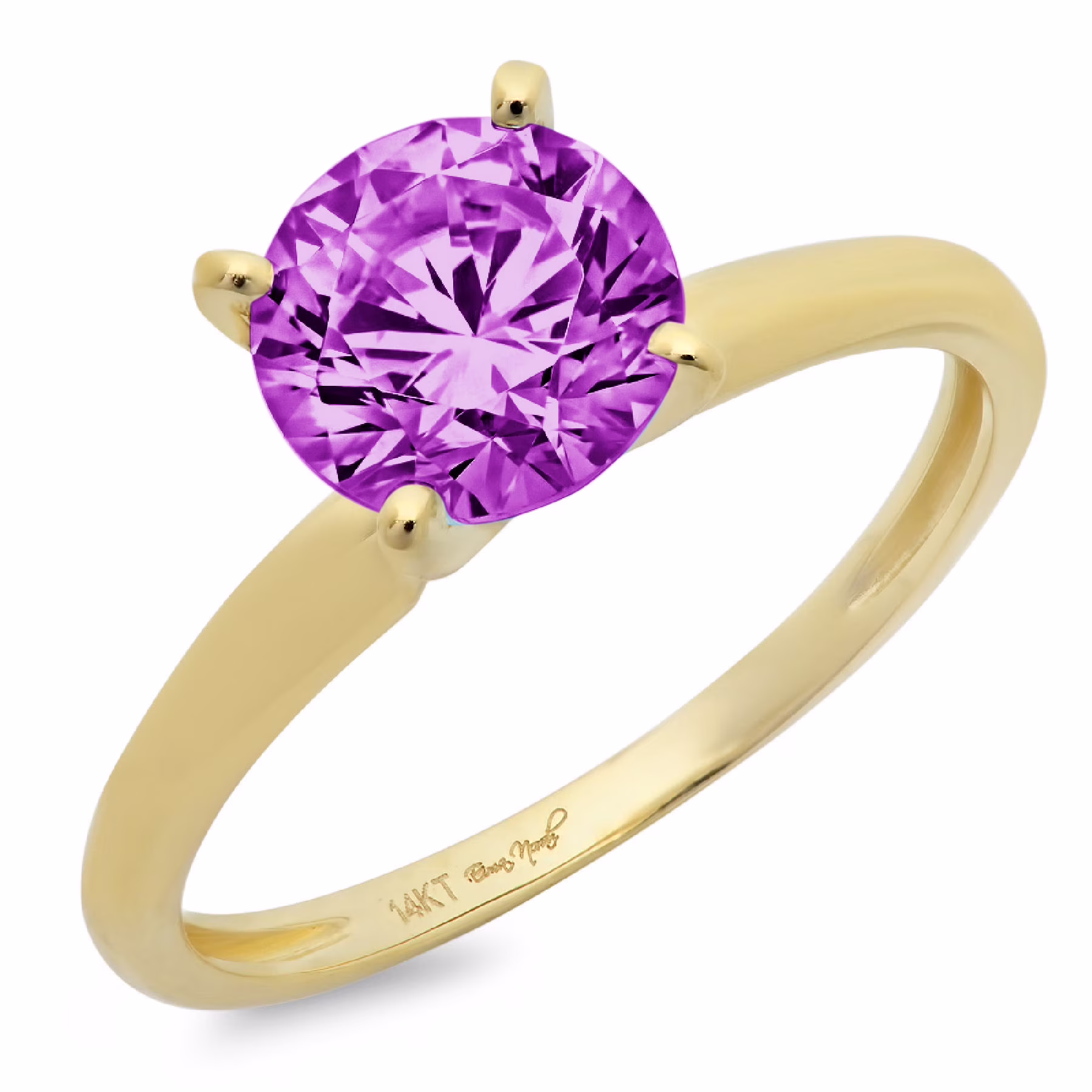 0.5 ct Brilliant Round Cut Clear Simulated Diamond 18K Yellow Gold Solitaire Ring SZ 6.75