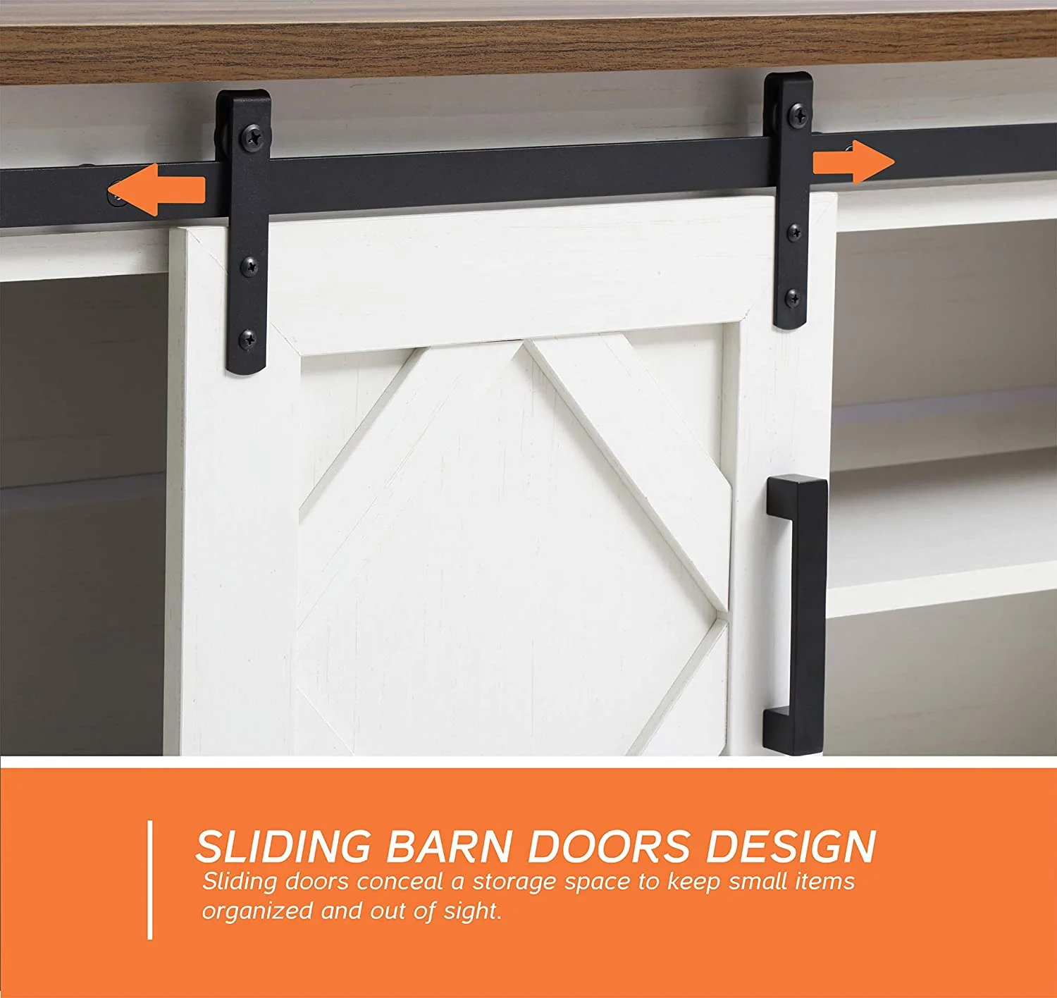 WAMPAT Farmhouse TV Stand Modern Sliding Barn Door Entertainment Center for TVs Up to 100 inch, 2 in 1 Wood TV Media Console for Living Room, White