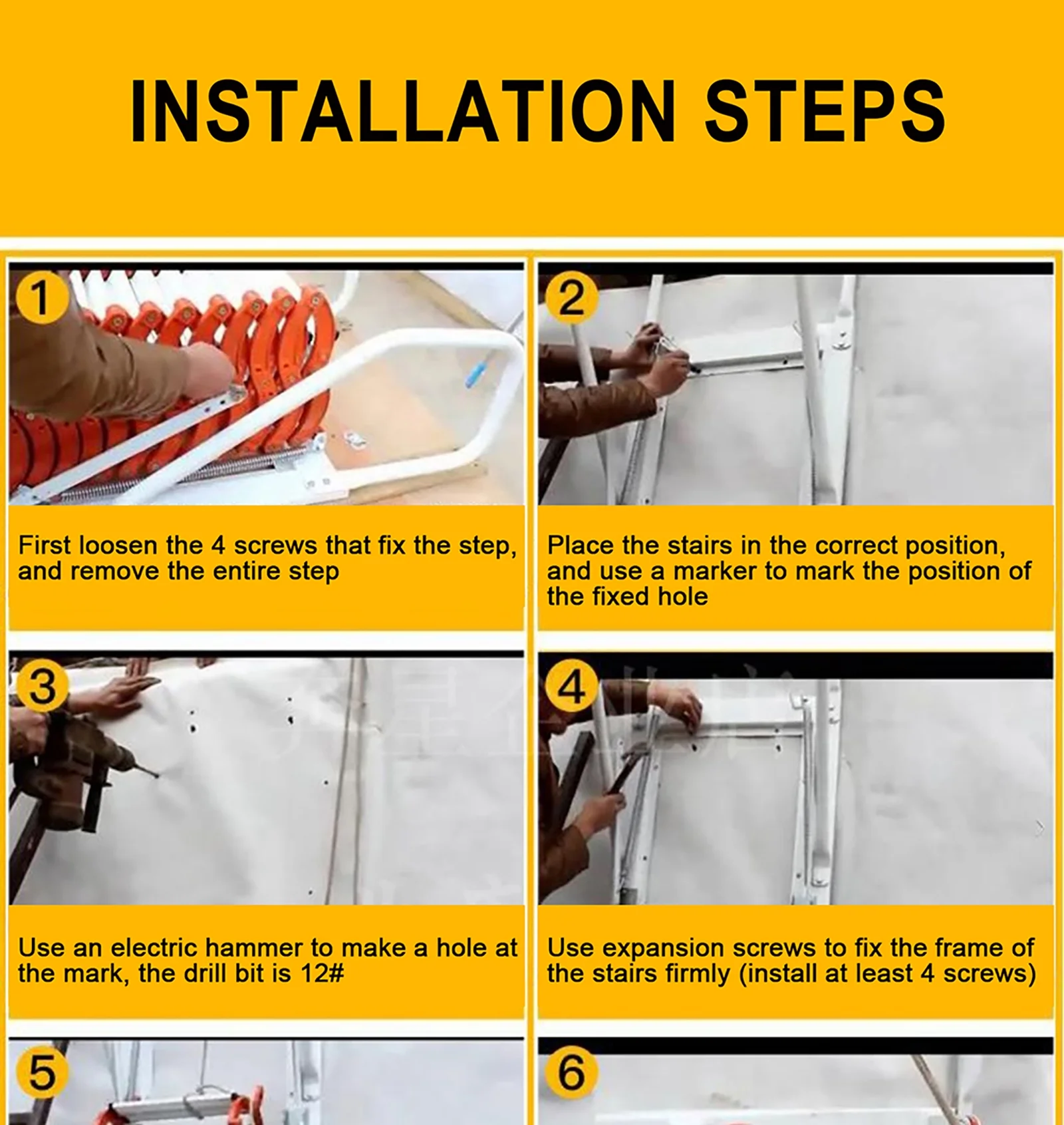 Miumaeov 9.18 ft/ 2.8m 12 Steps Pull Down Attic Stairs Alloy Attic Access Ladder Loft Wall Ladder Stairs Wall-Mounted Folding Ladder Retractable Attic Ladder with Armrests