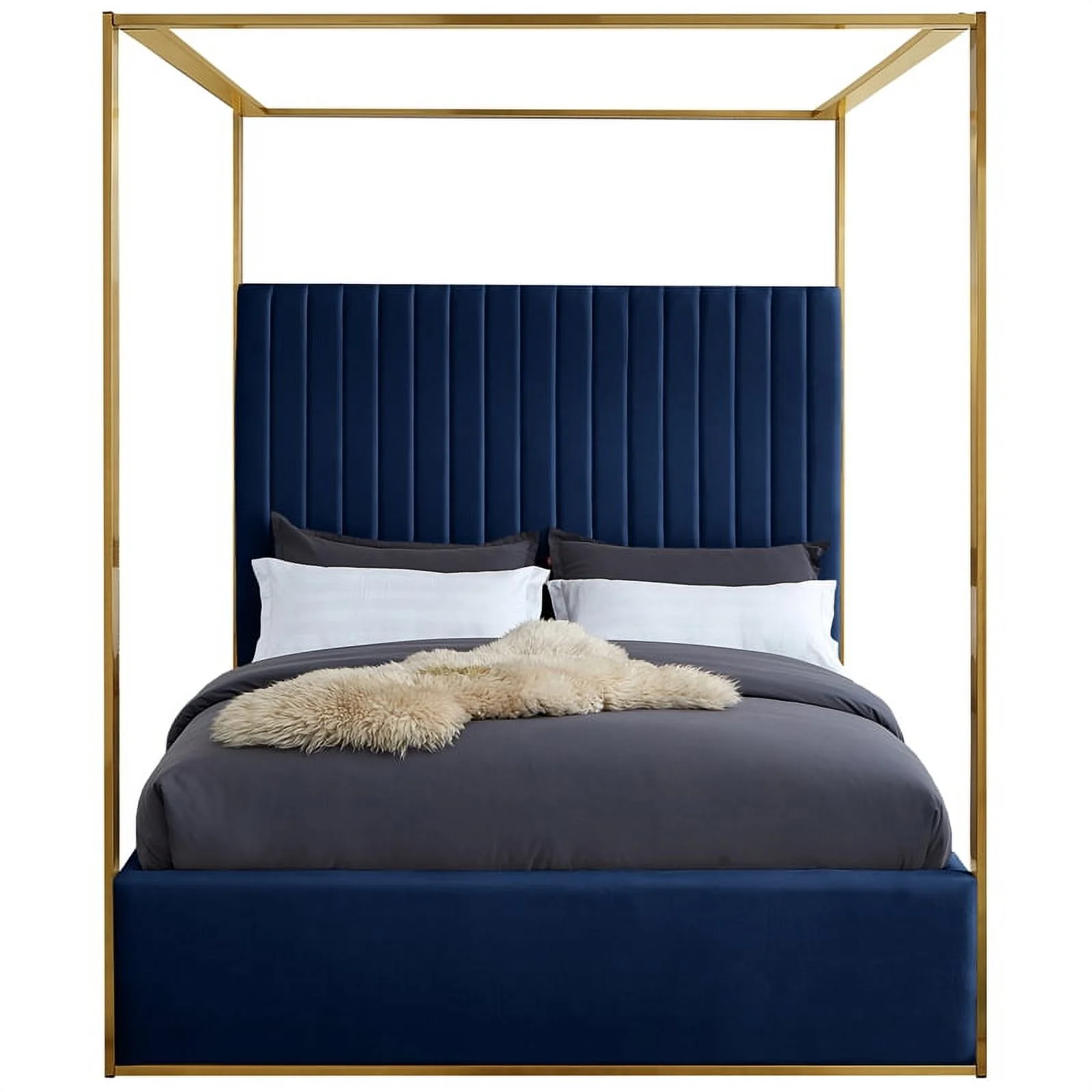 Meridian Furniture Jones Navy Velvet King Bed