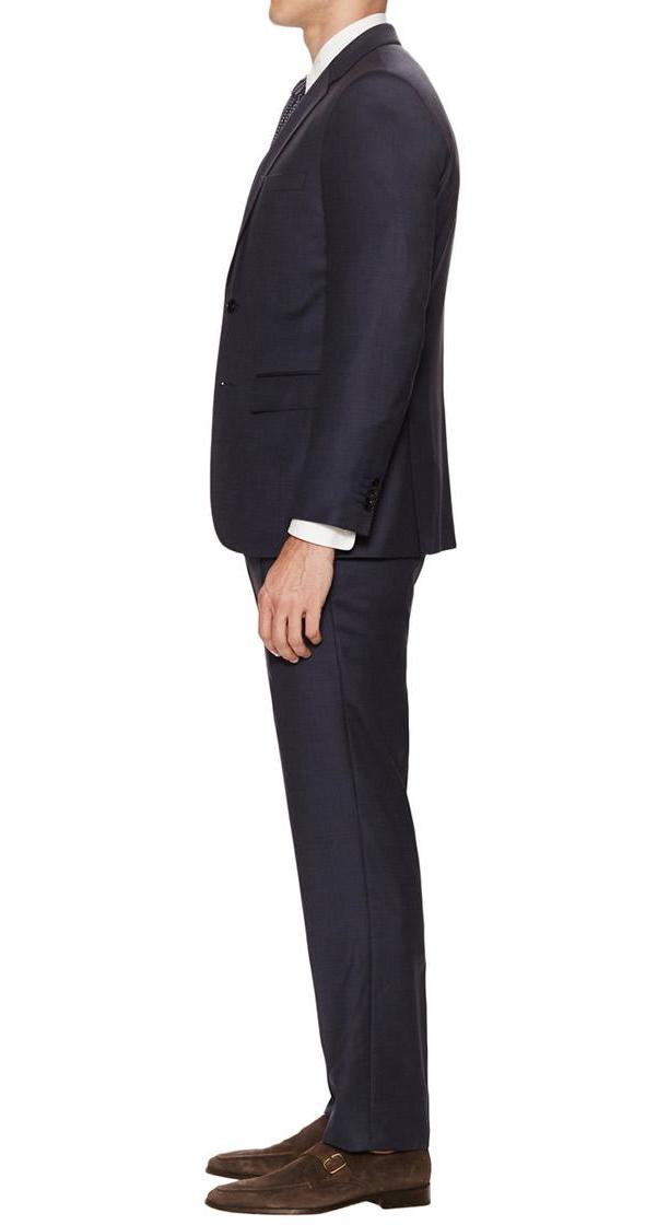 Mens Flat Front Pant 2-piece Blue Gray Birdseye Cotton