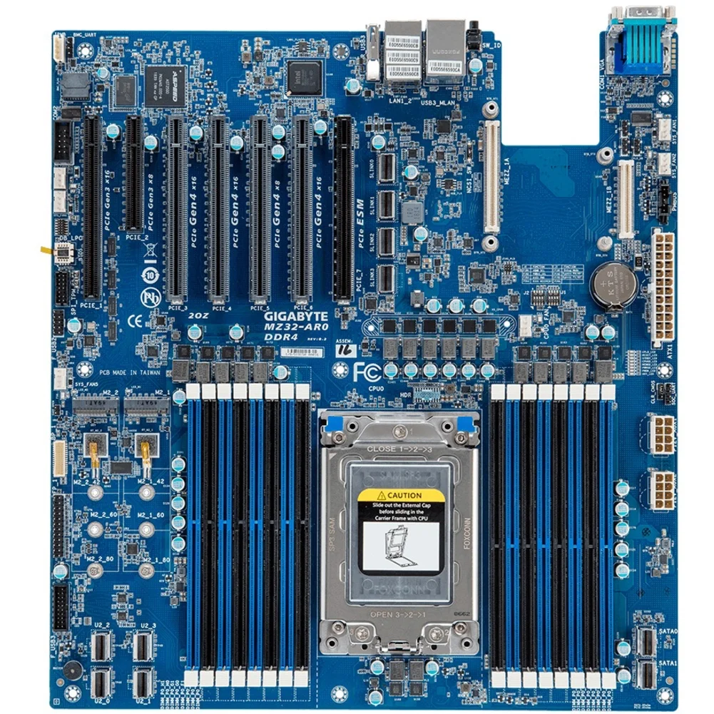 Gigabyte MZ32-AR0 Server Motherboard, AMD Chipset, Socket SP3, Extended ATX