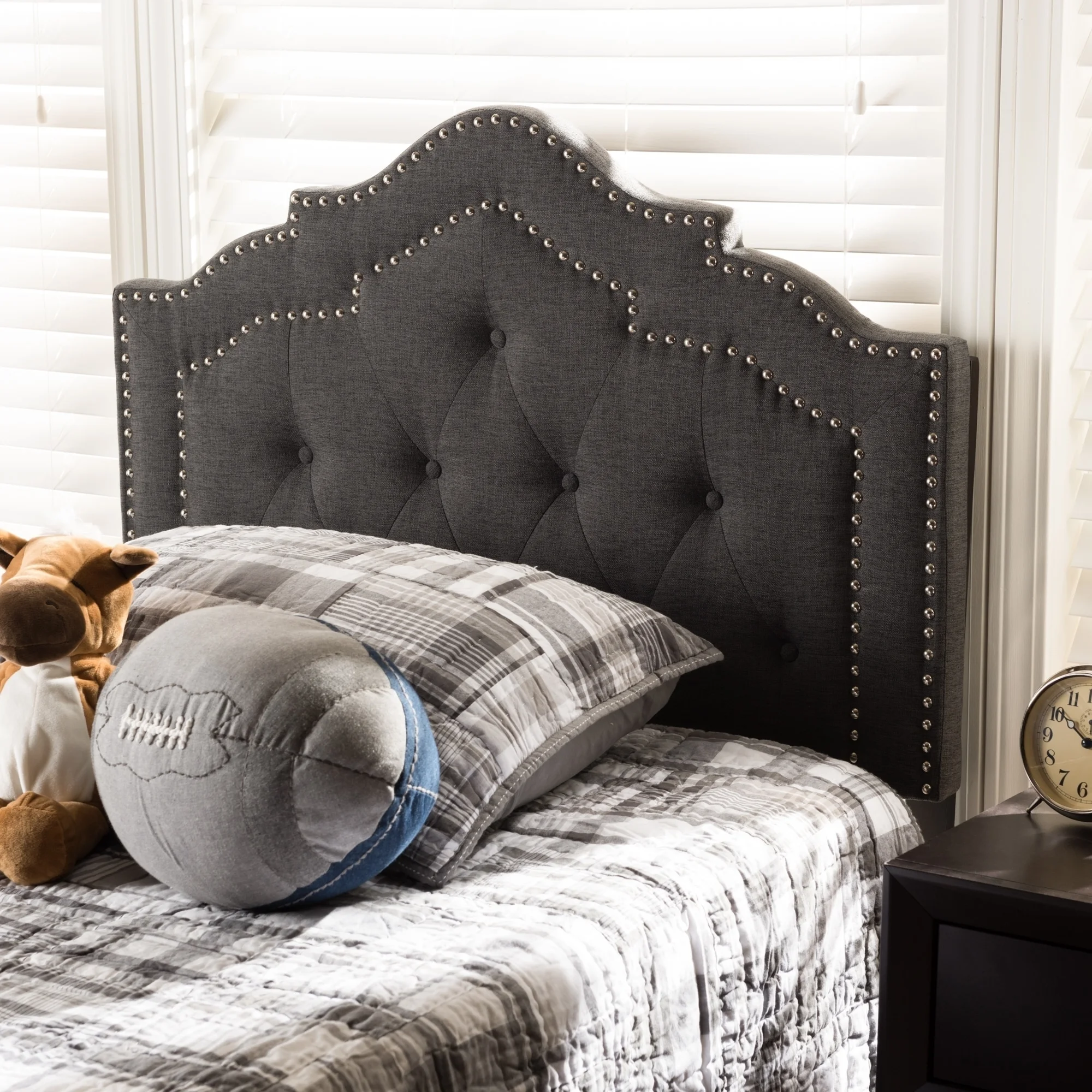 Copper Grove  Bigwind Fabric Headboard Grey Queen