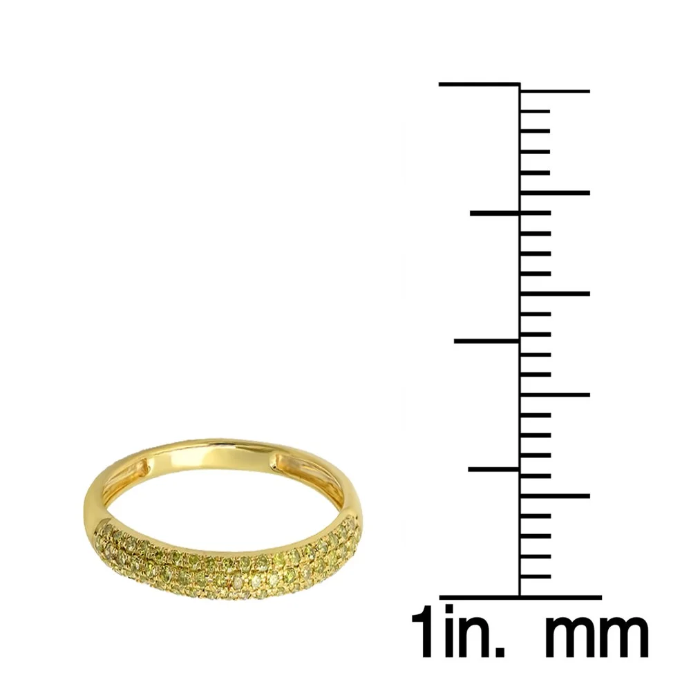 0.25 Carat (ctw) 18k Yellow Gold Round Yellow Diamond Ladies Pave Wedding Band Stackable Ring 1/4 CT