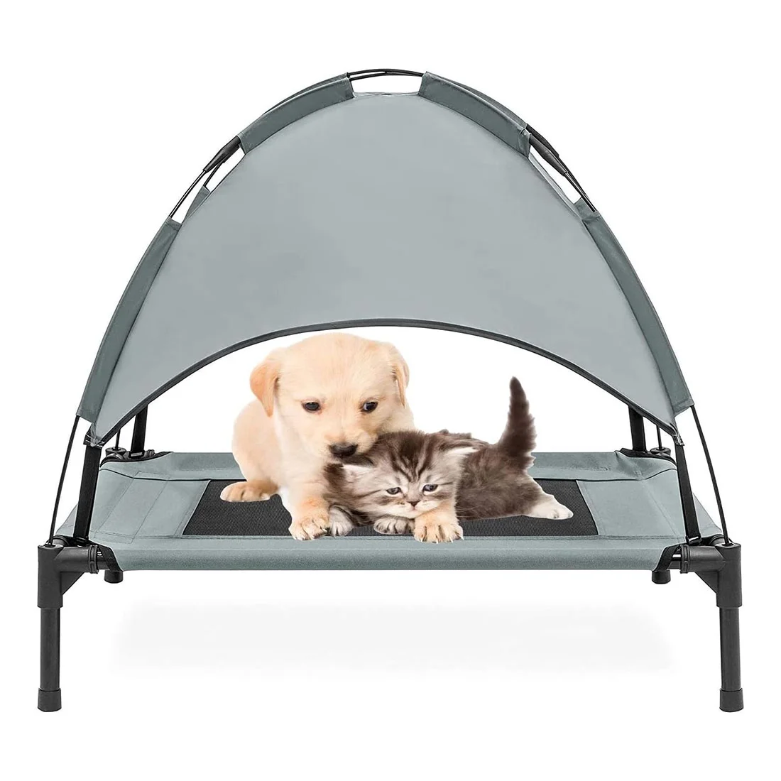 PawfectPals Portable Cooling Waterproof Elevated Heavy Duty Camping Pet Bed and Cot with Detachable Shade for Indoor and Outdoor use (Large)