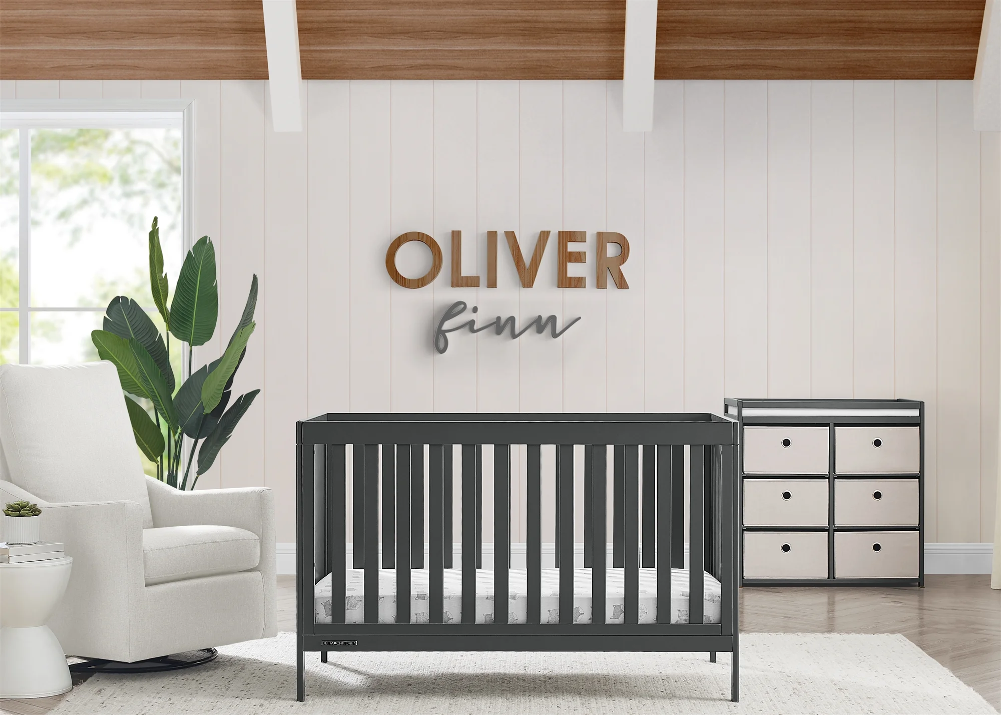 Delta Children Hayes 4-in-1 Convertible Baby Crib - Greenguard Gold Certified, Charcoal